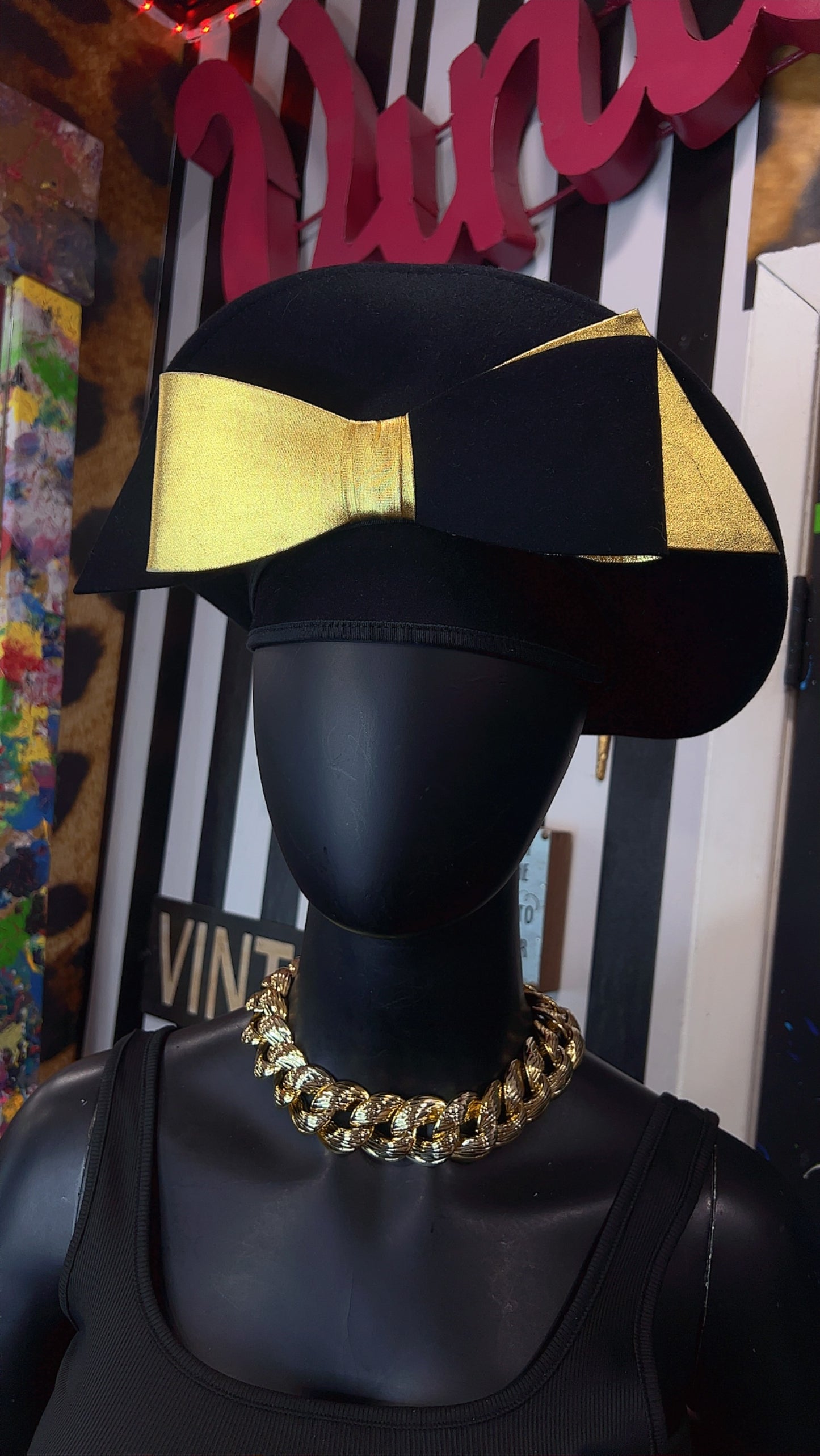 Vintage Gold & Black Jack McConnell Boutique Hat