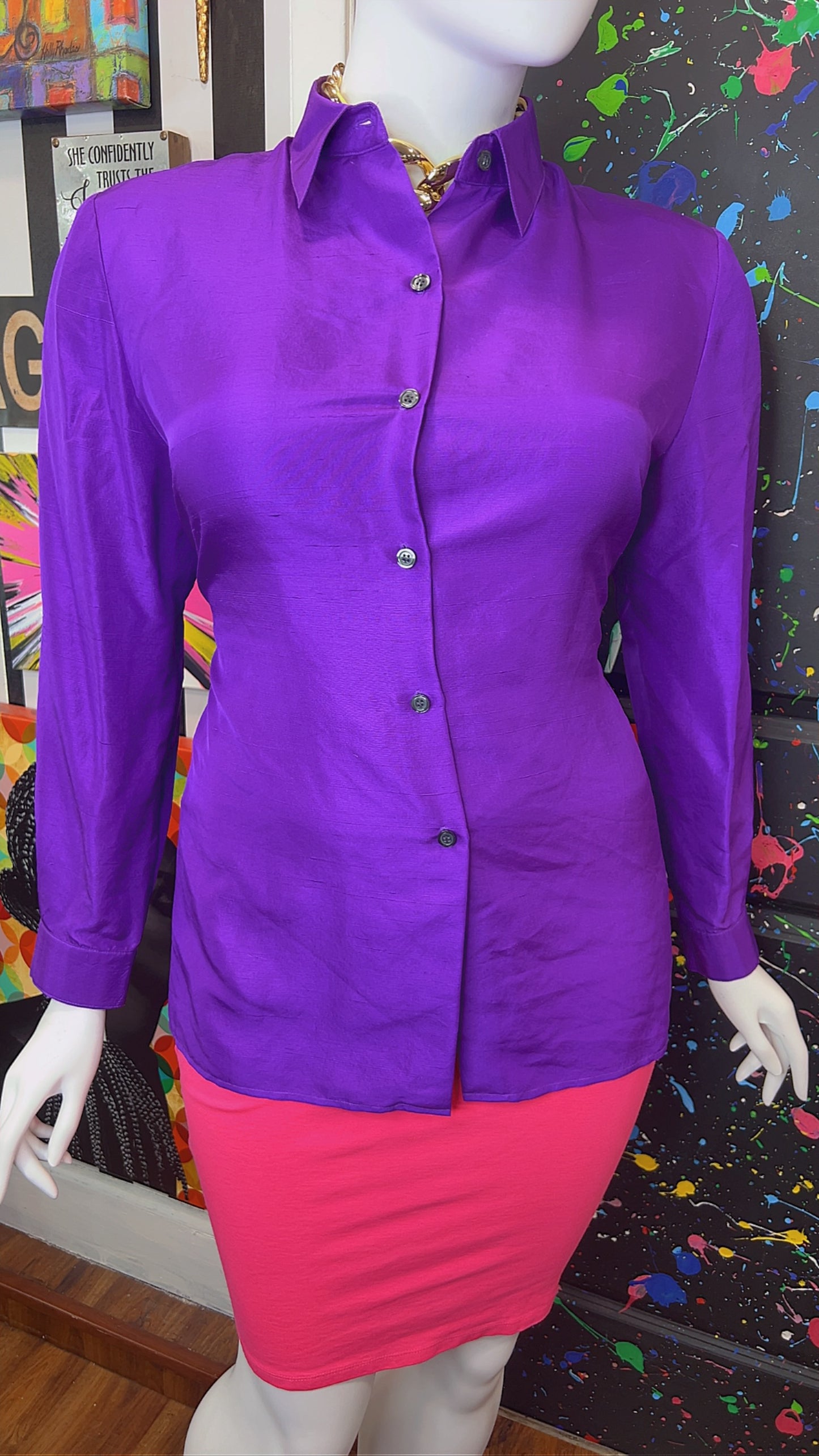 Vintage Purple Silk Blouse (18)