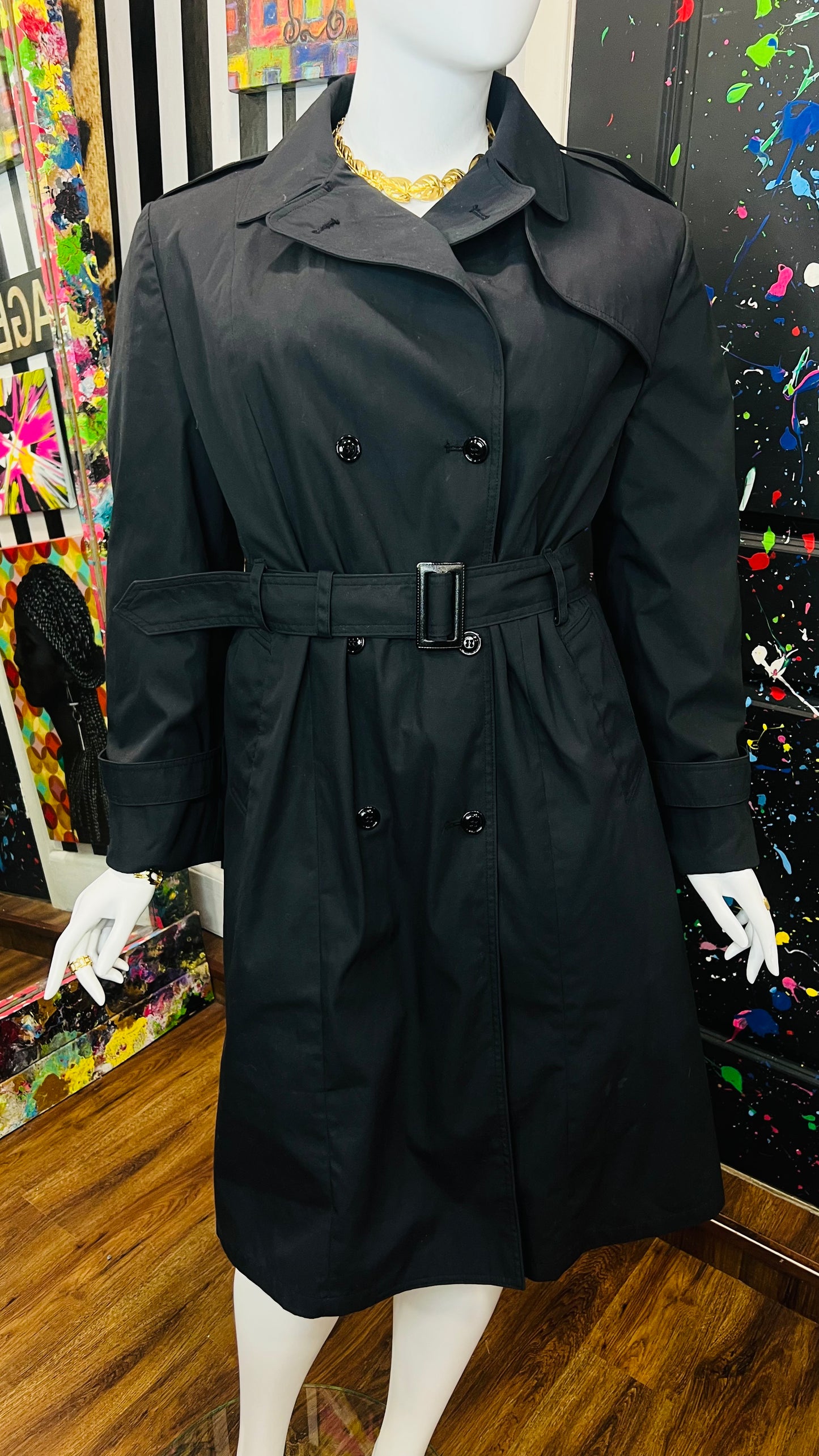 Vintage Black Trench Coat (22)