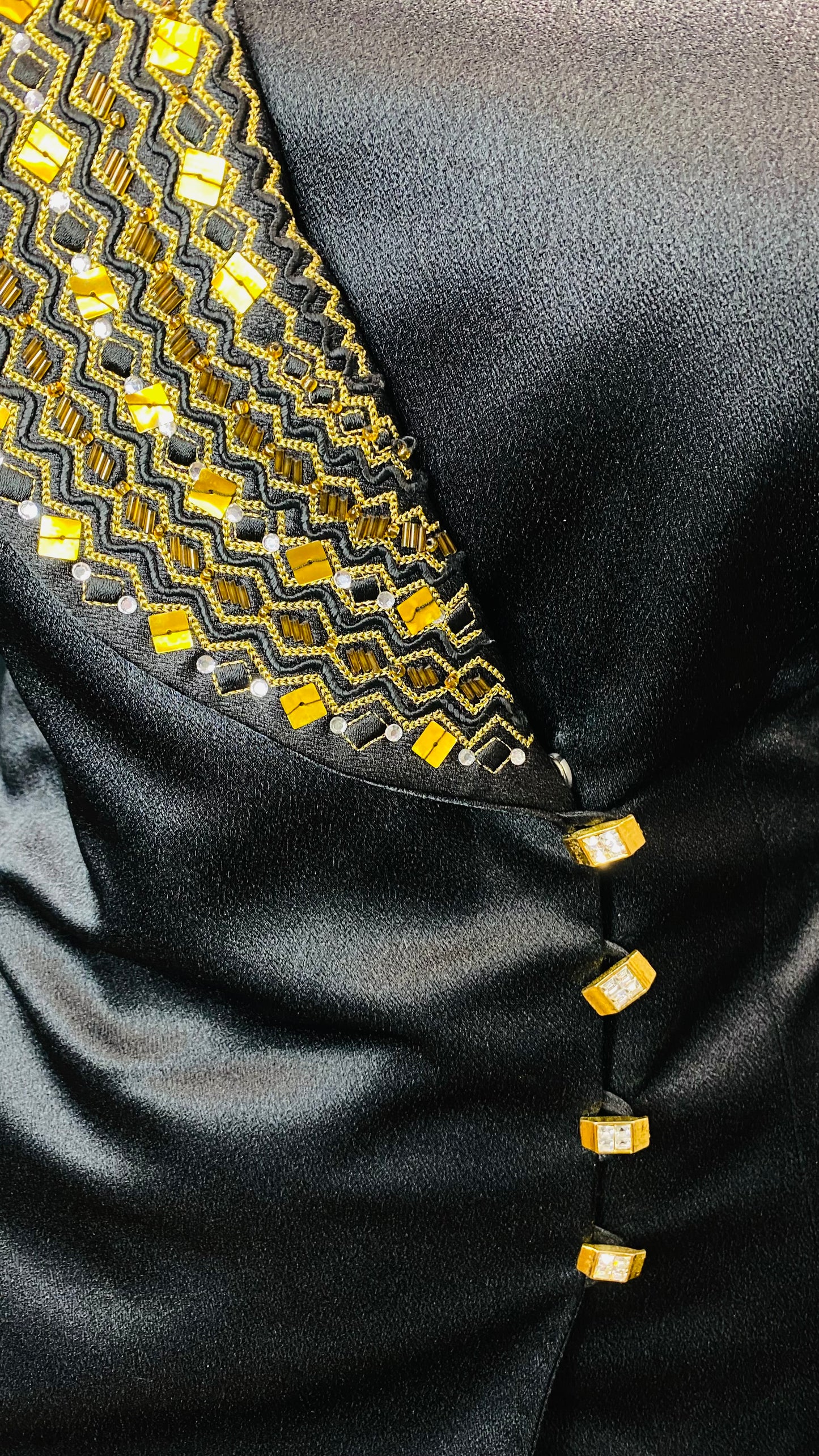 Vintage Couture Black & Gold Skirt Suit (20)