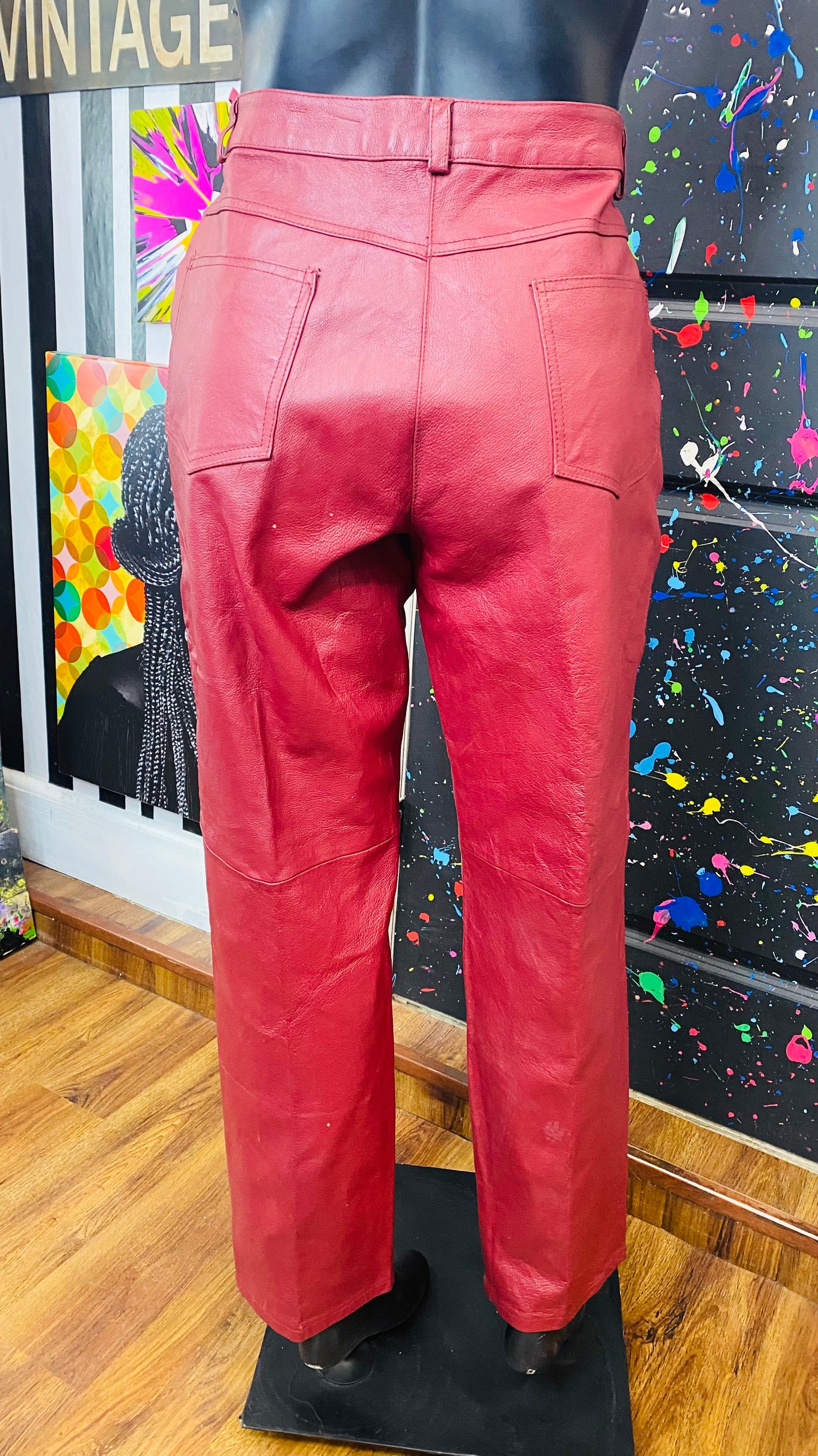 Vintage Wine Genuine Leather Pants (18)