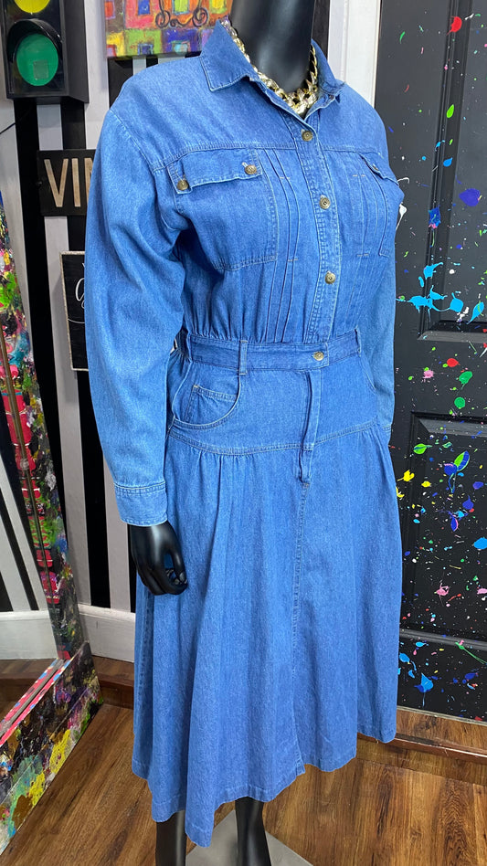 Vintage Denim Drop Waist Dress (14)