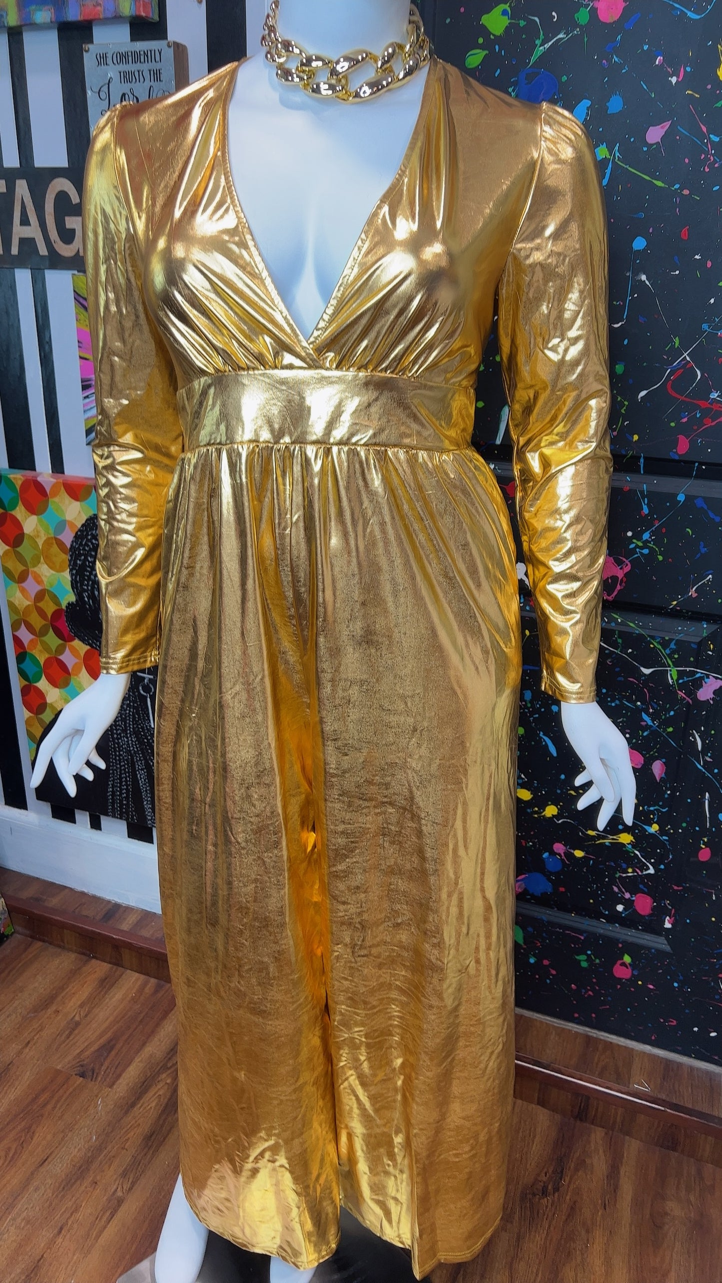 Metallic Gold Jumpsuit New W/Tags (14)