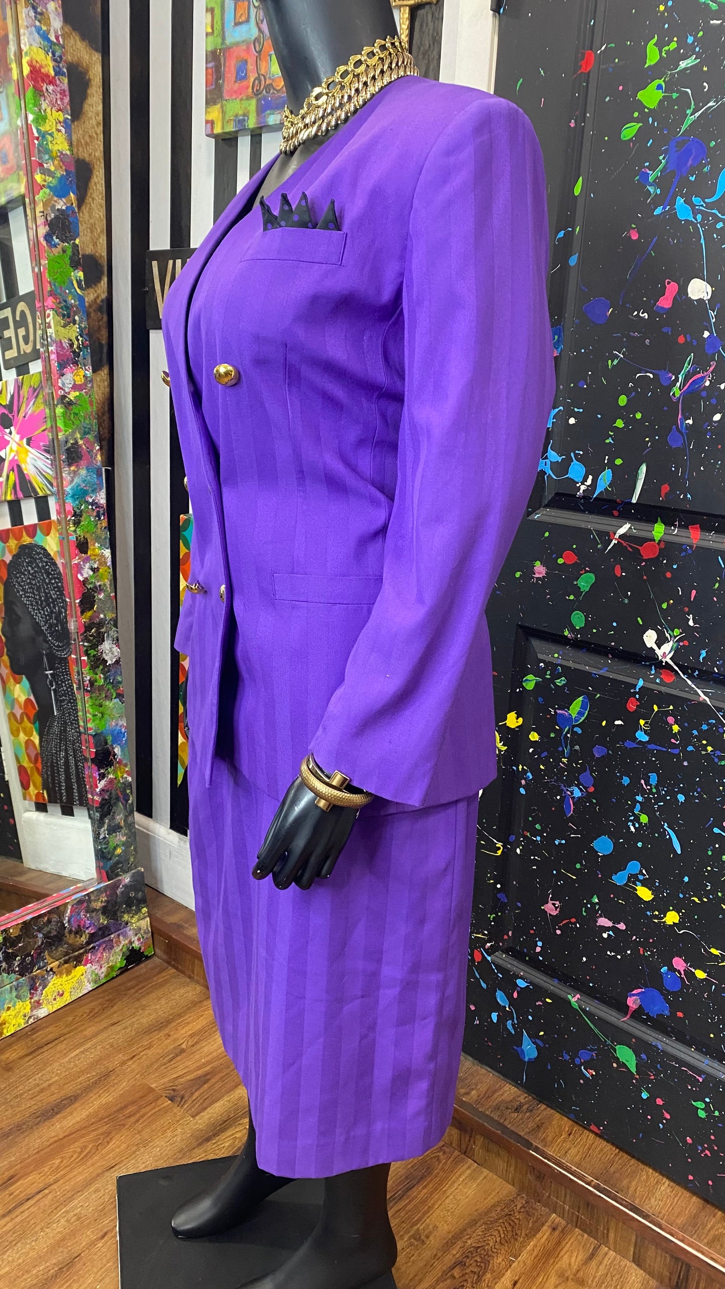 Vintage Purple Skirt Suit (16W)