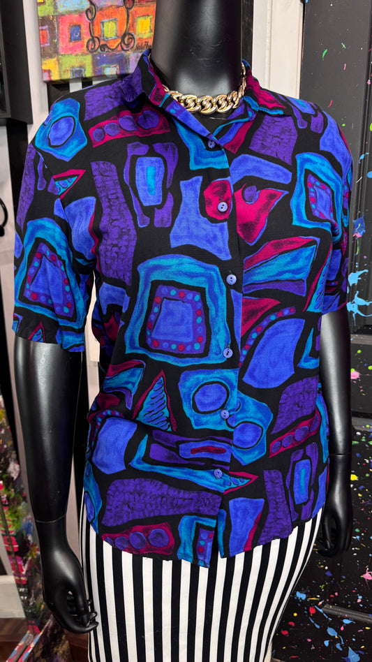 Vintage Abstract 90s Blouse (12)