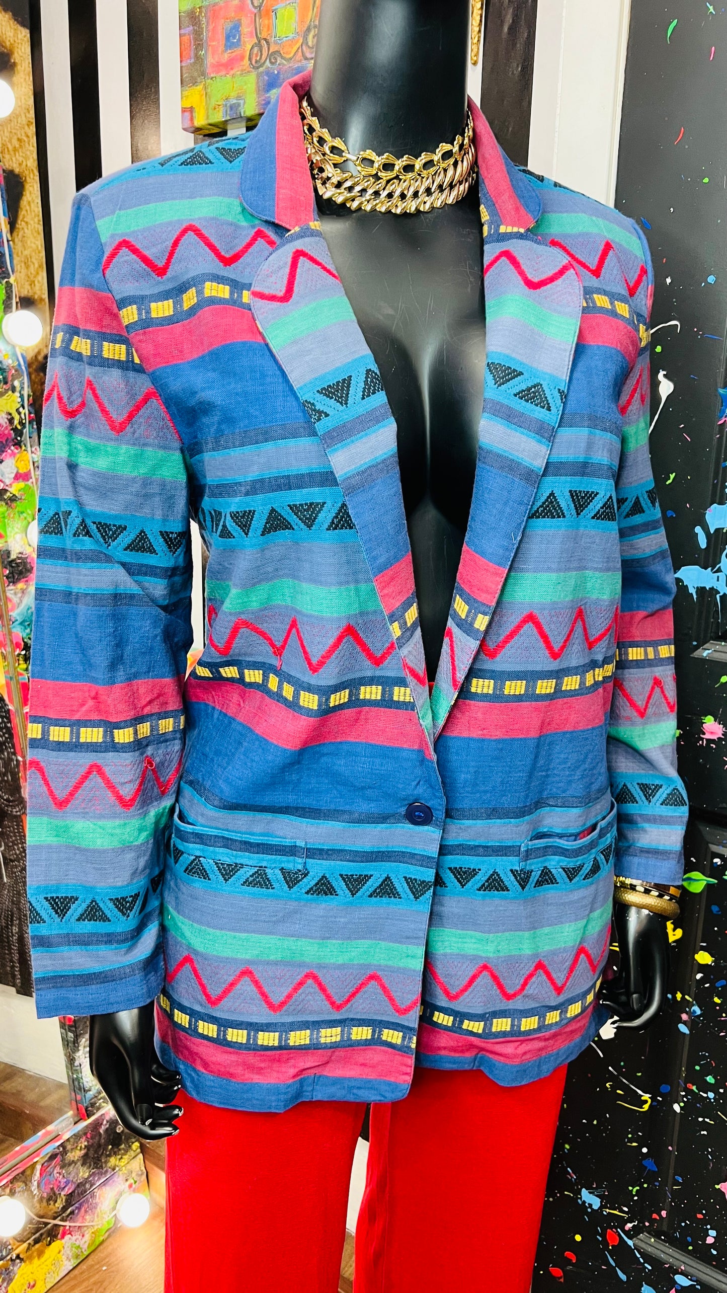 Vintage Tribal Print Blazer (18)