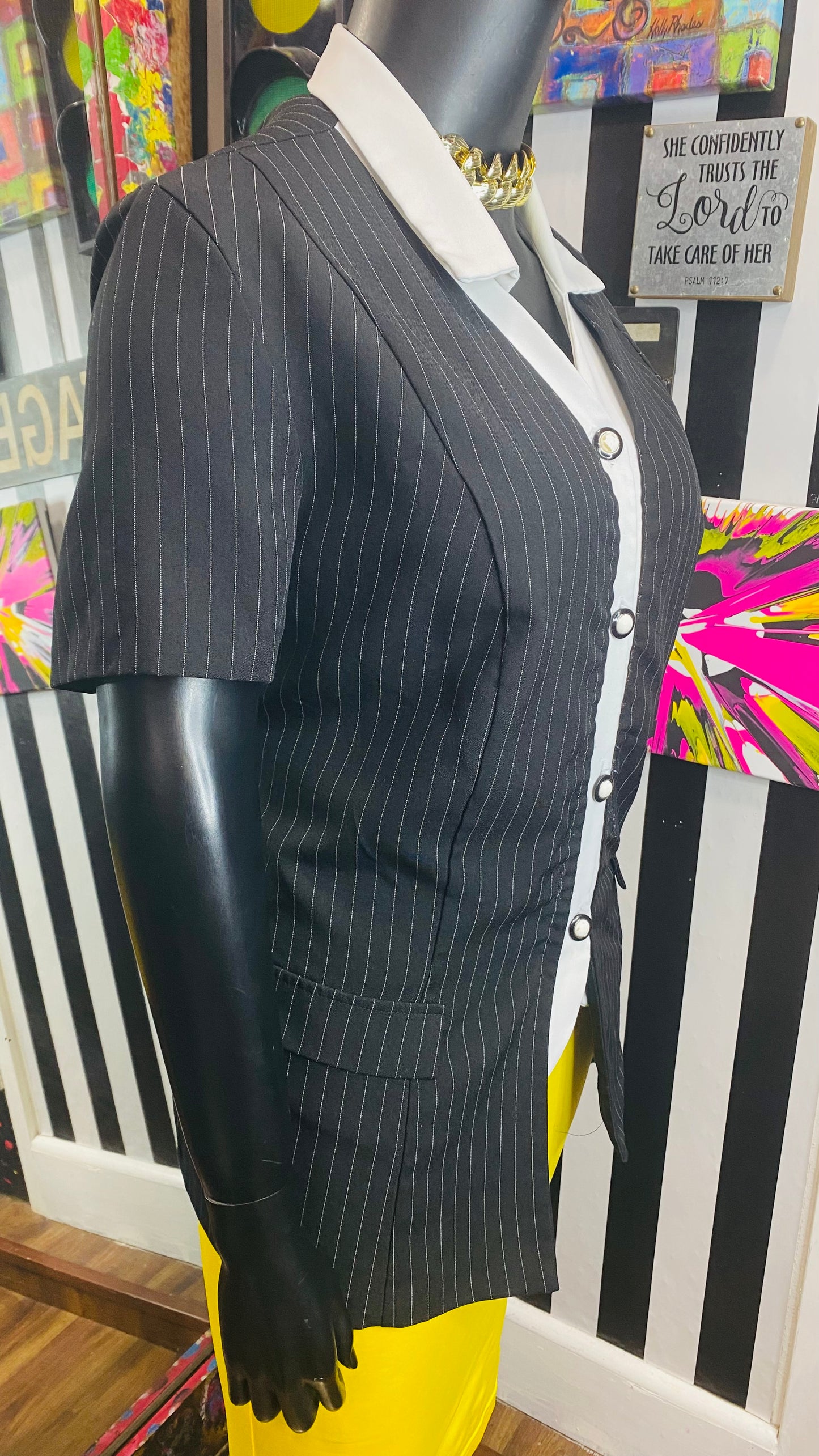 Vintage Pin Striped Black & White Blouse (22)