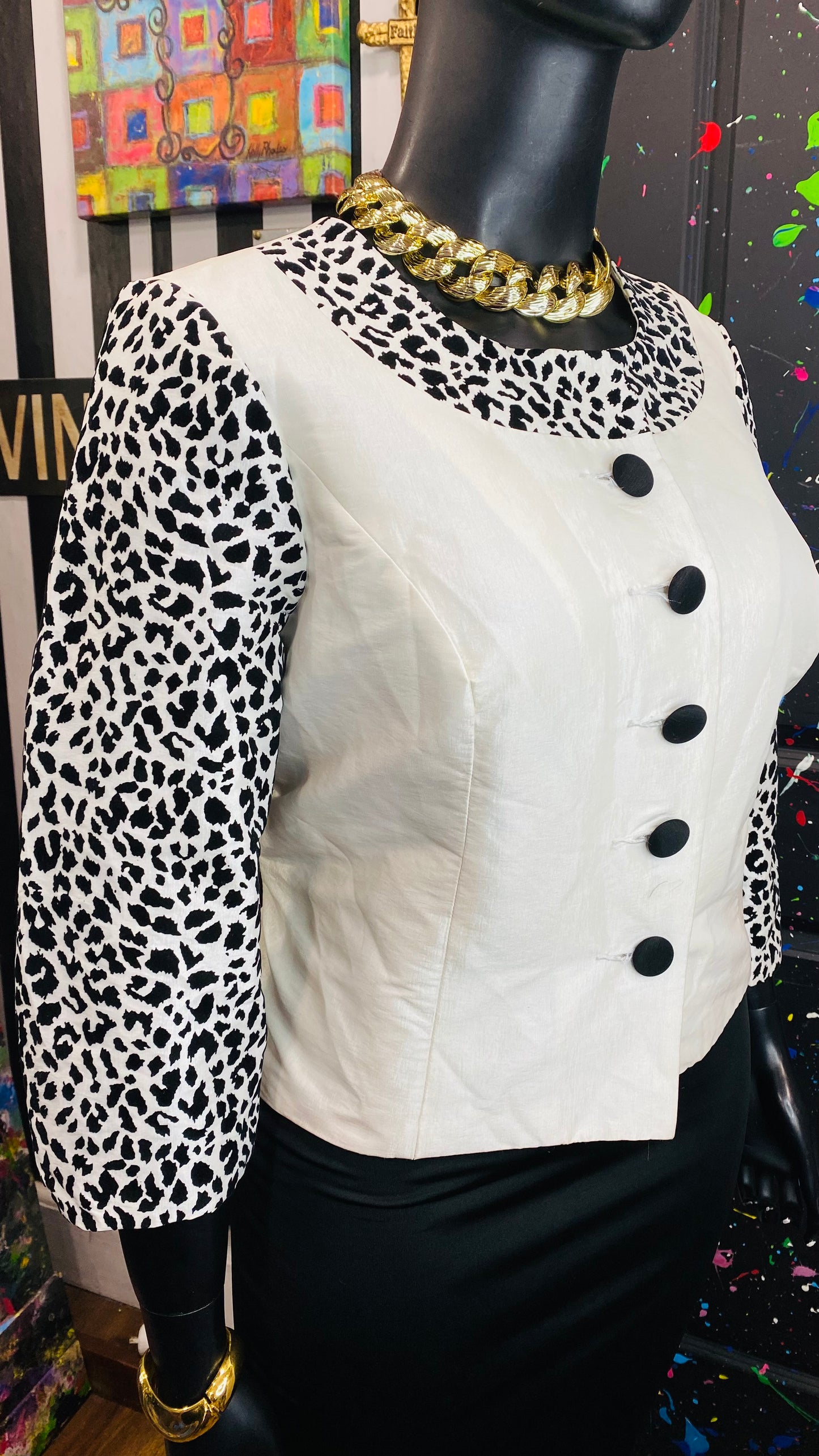 Vintage Animal Print Sleeve Blazer (18W)