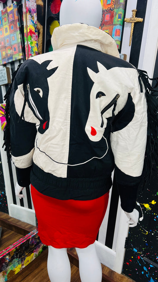Vintage Gallery Black & White Horse Puffer Coat (14)
