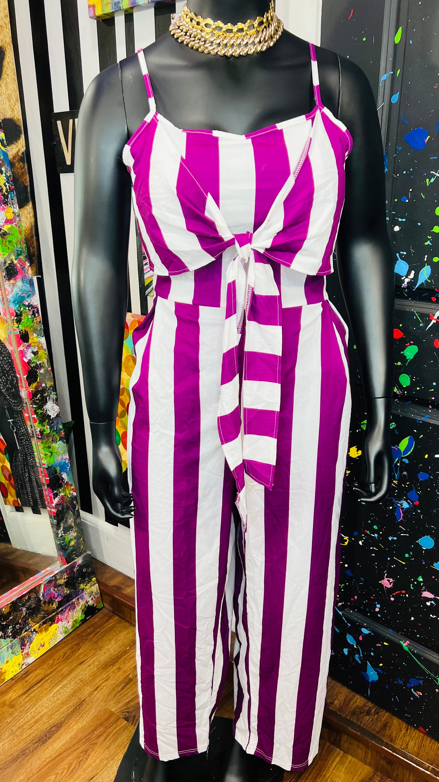 Purple & White Striped Jumpsuit (16)