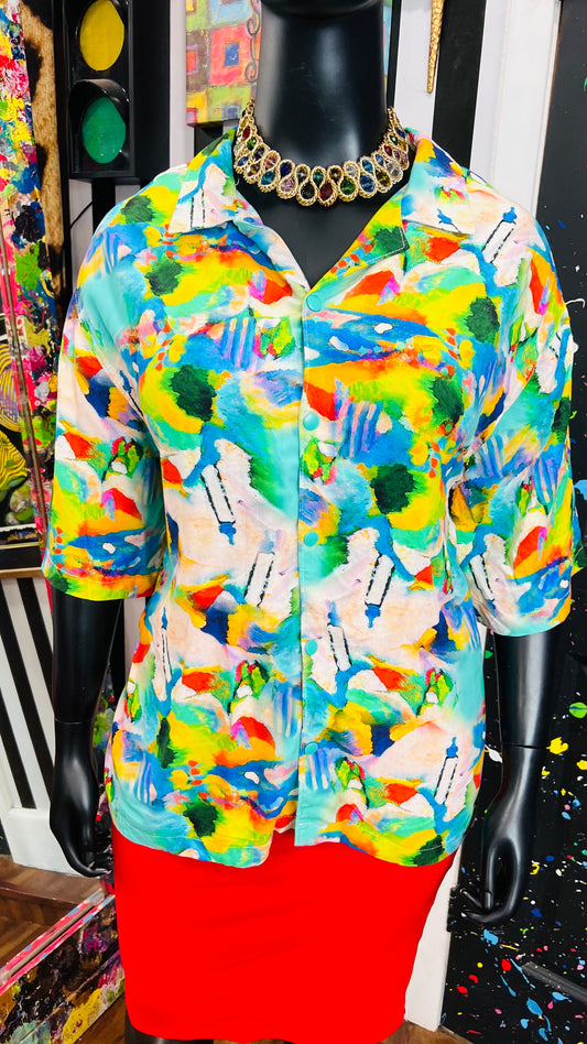 Watercolor Abstract Rayon Blouse (24)