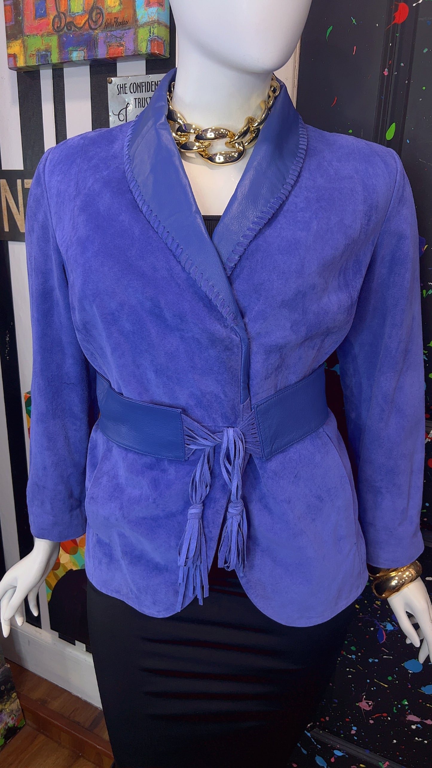 Vintage Suede Leather Jacket with Belt (18)