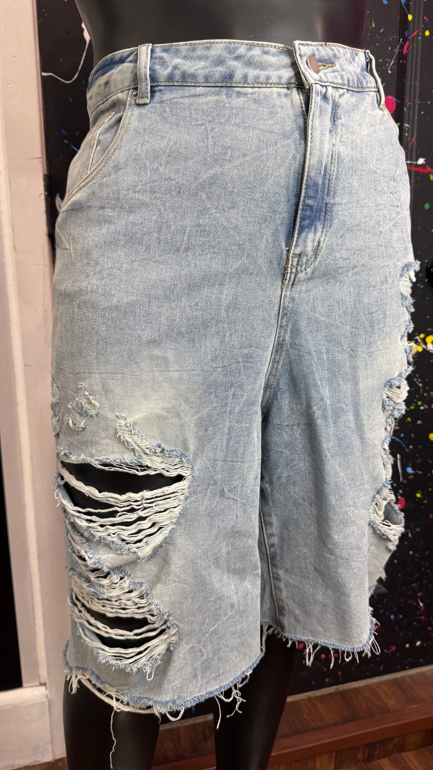 Denim Distressed Shorts (18)