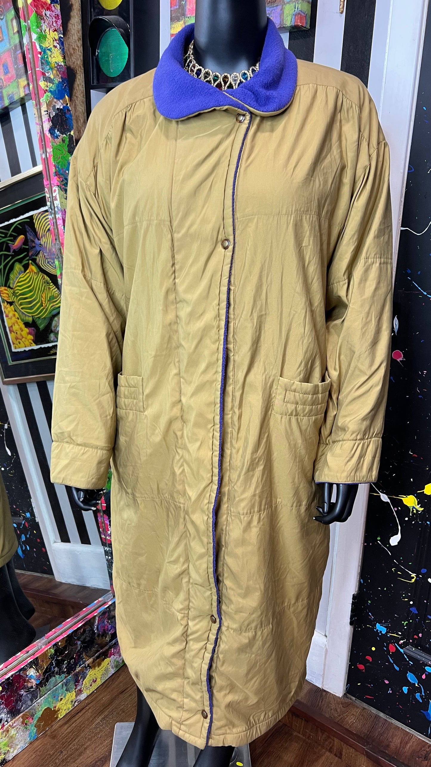 Vintage Lifestyles Brown & Purple Trench Coat (14)