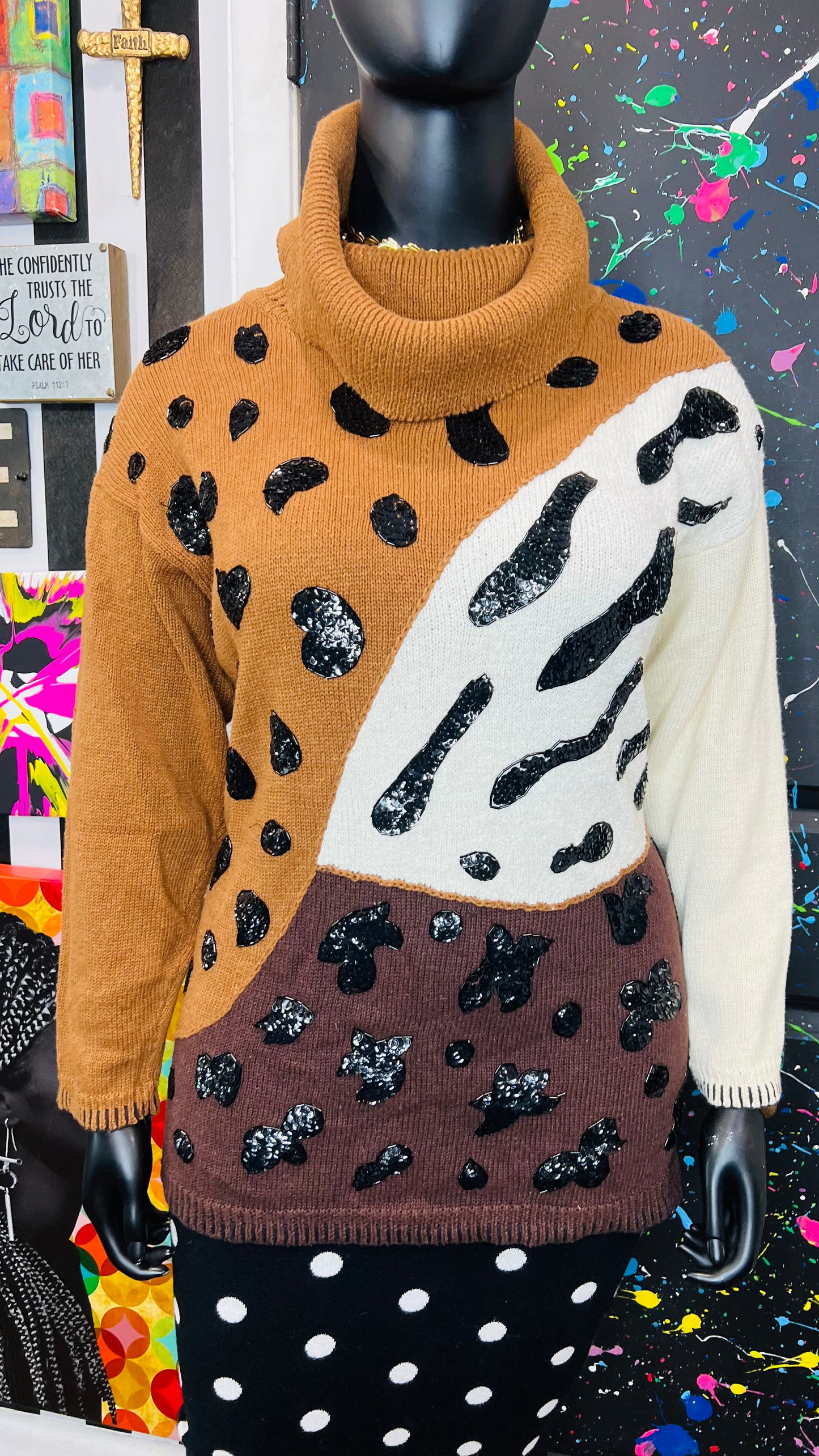 Vintage Sequin Animal Print Sweater (20)