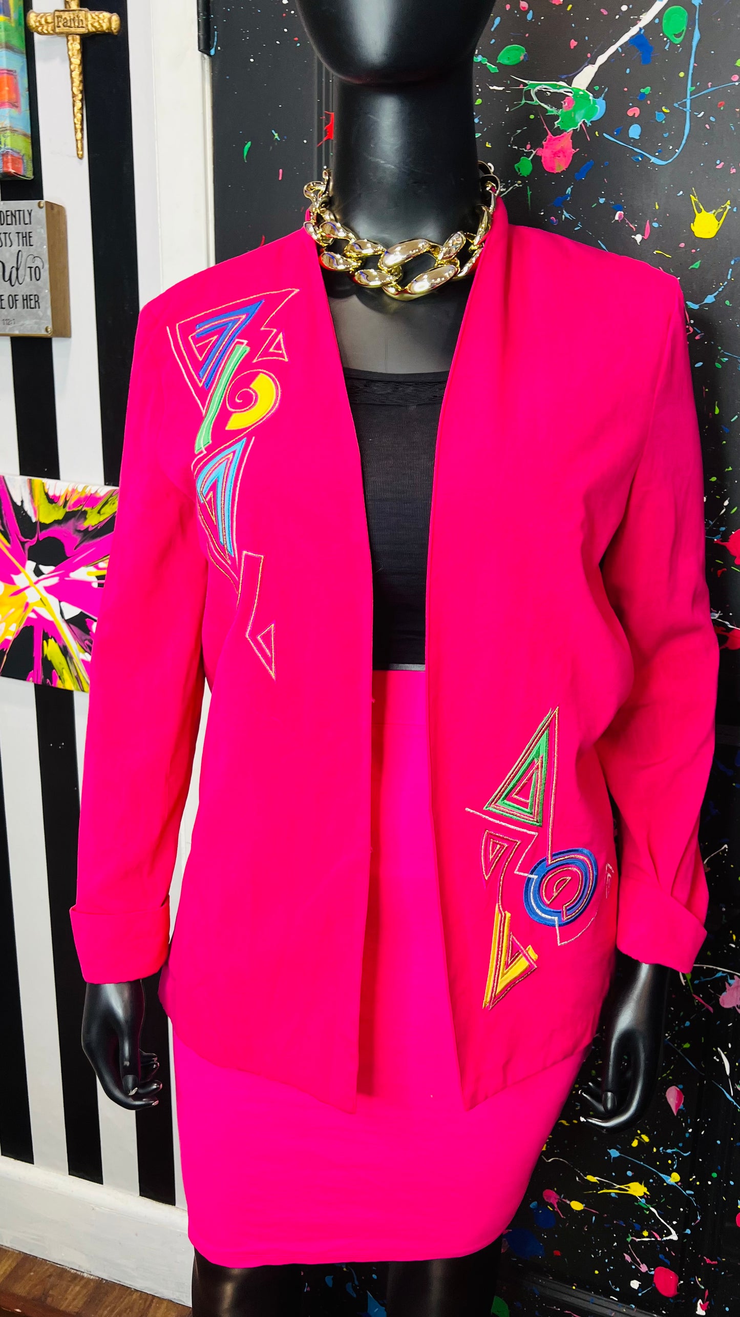 Vintage City Girl Pink Open Blazer (14)