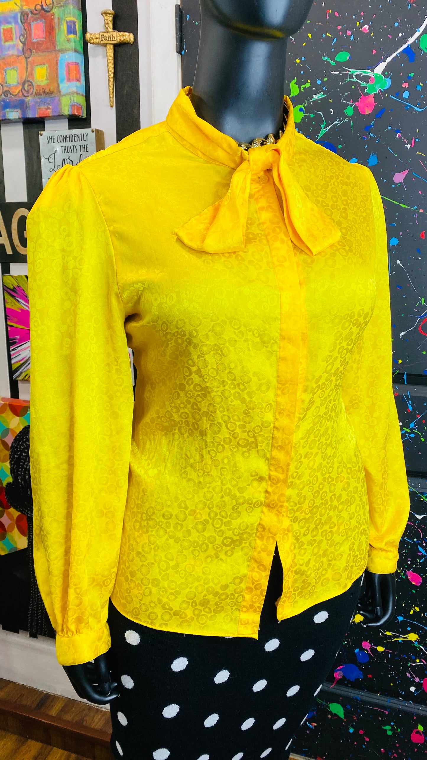 Vintage Yellow Long Sleeve Blouse (22)