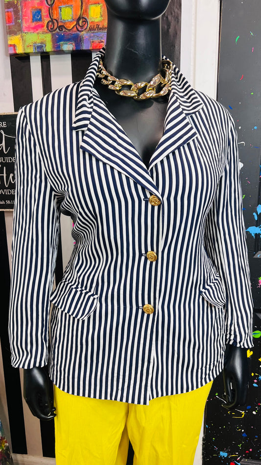 Vintage Navy Blue & White Norton McNaughton Blazer (16)