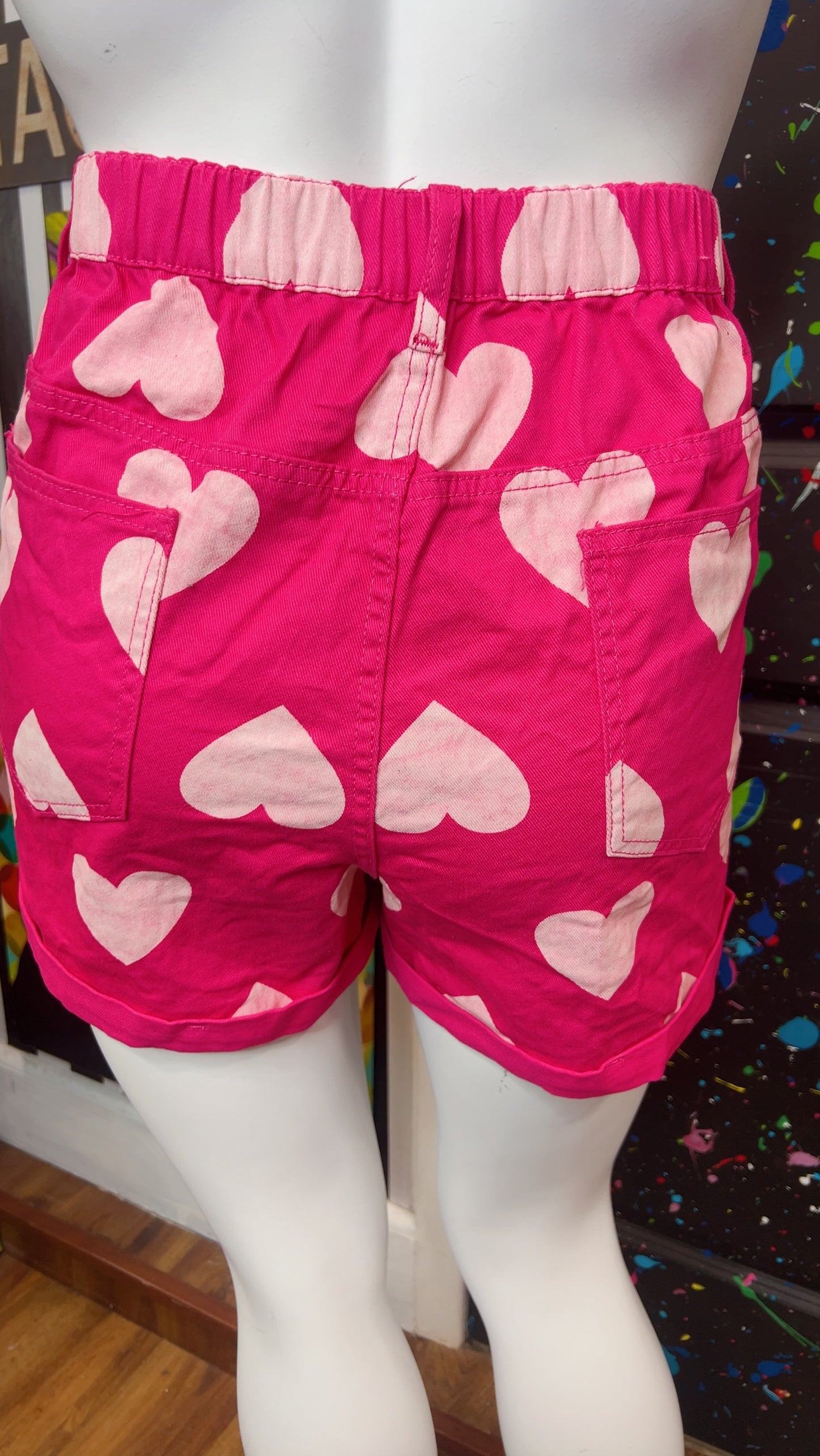 Denim Pink Heart Shorts (20)