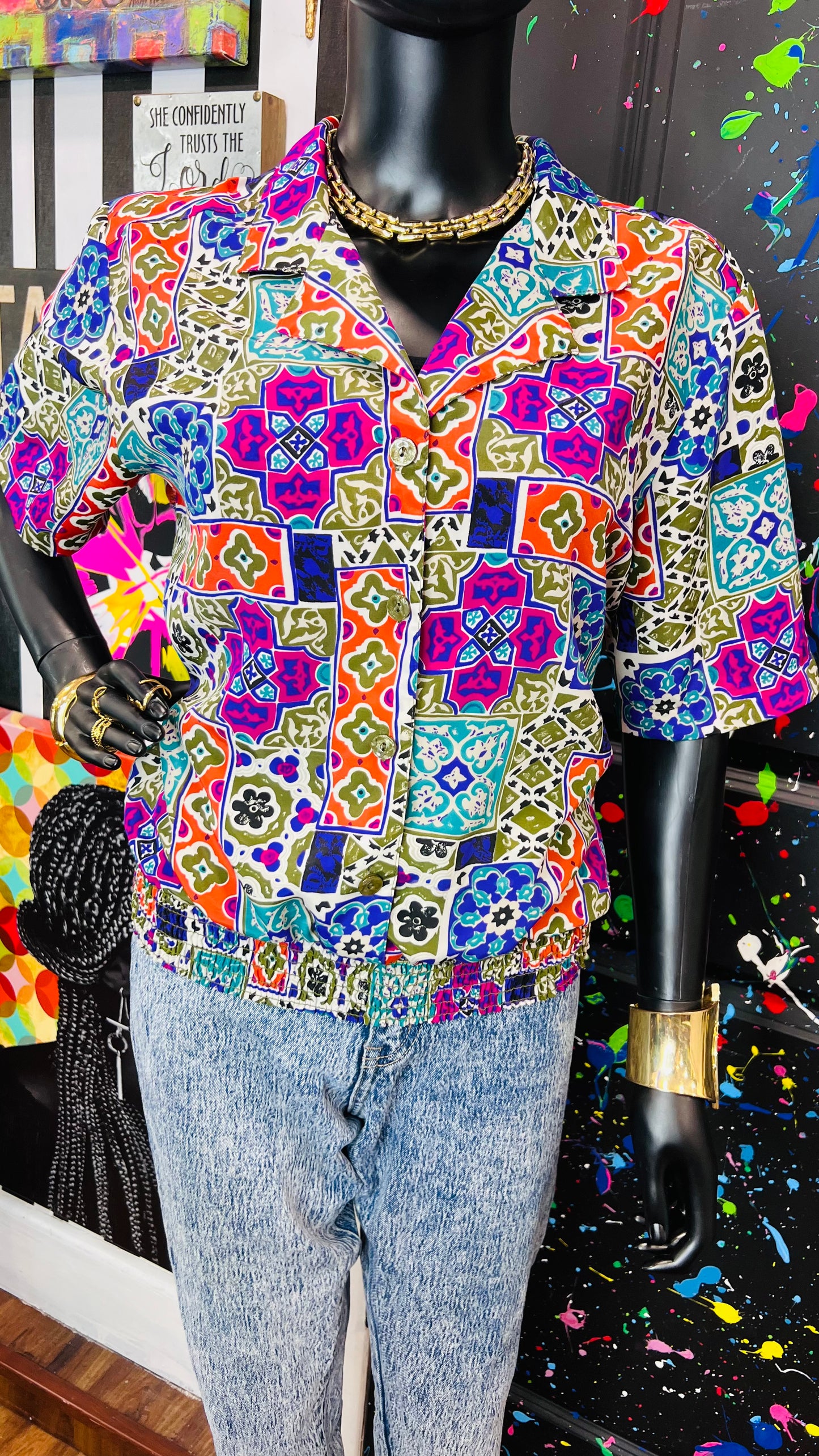 Vintage Mix Print Blouse (12)