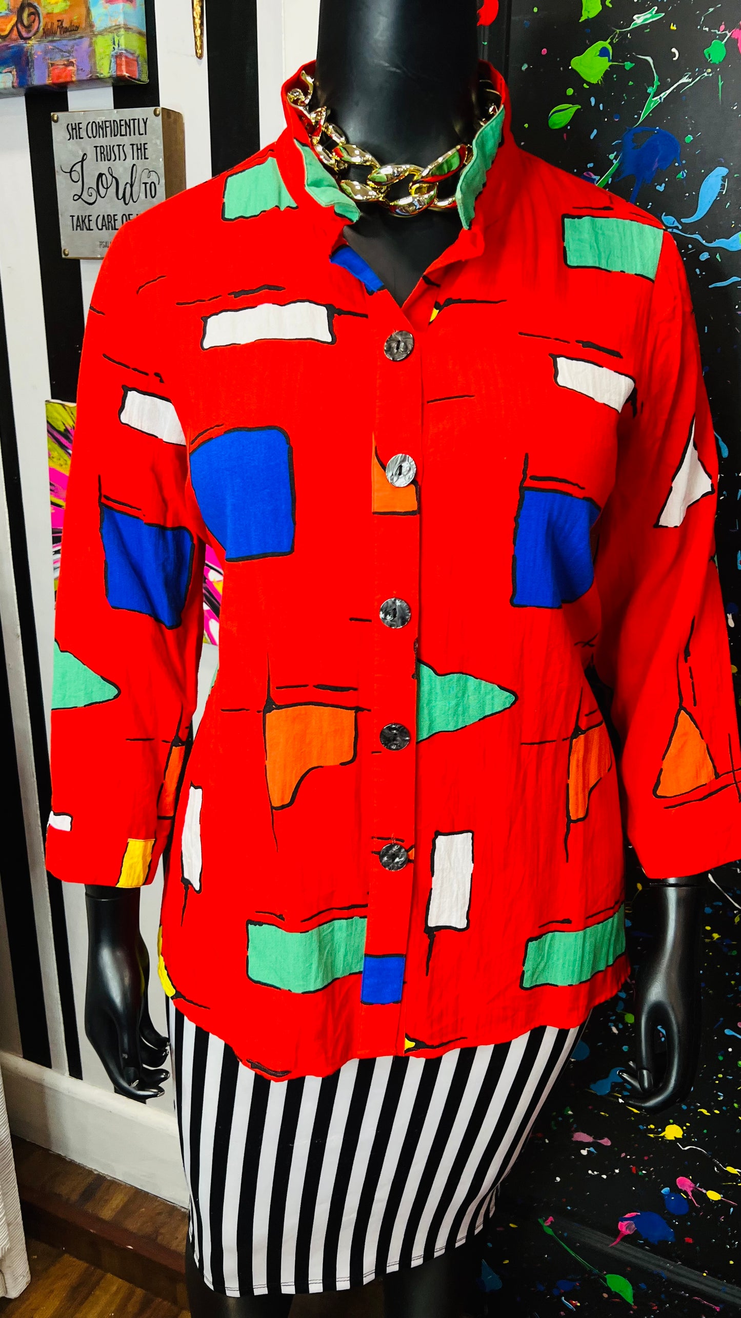Color block Shapes Rayon Blouse (20)