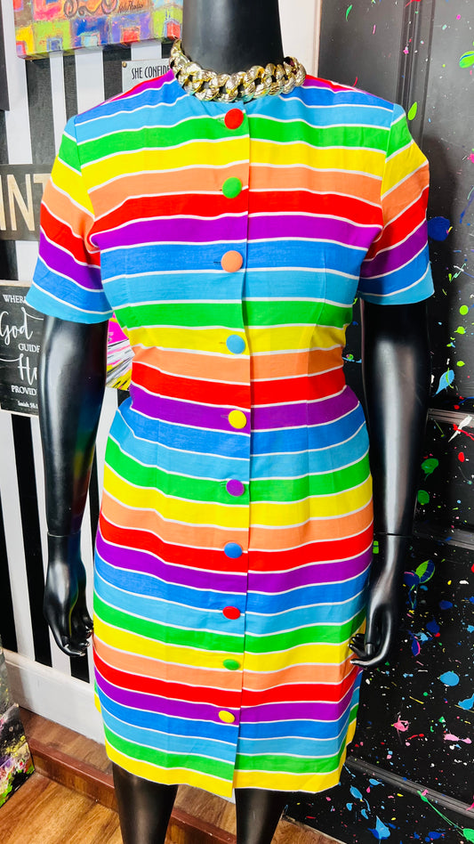 Vintage Rainbow Striped Dress (14/15)
