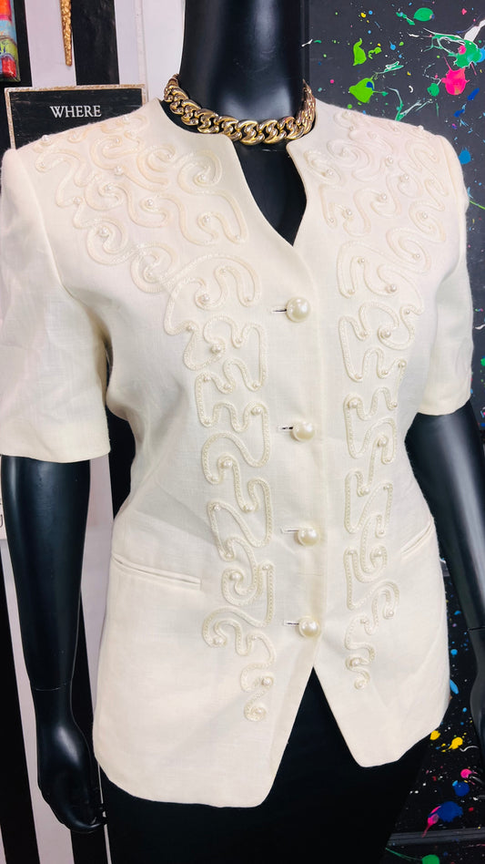 Vintage Cream Colored Blazer Blouse (16)