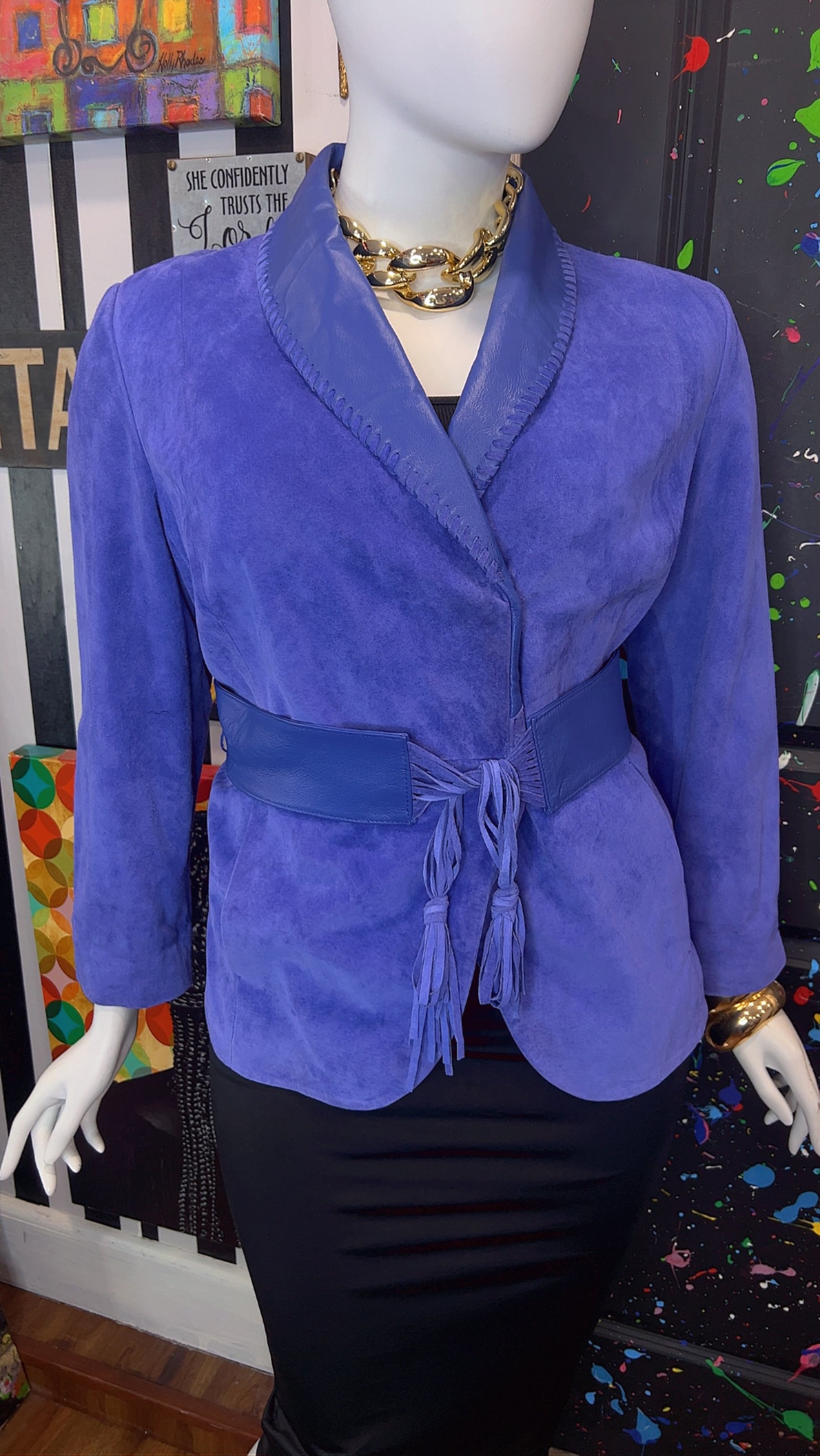 Vintage Suede Leather Jacket with Belt (18)