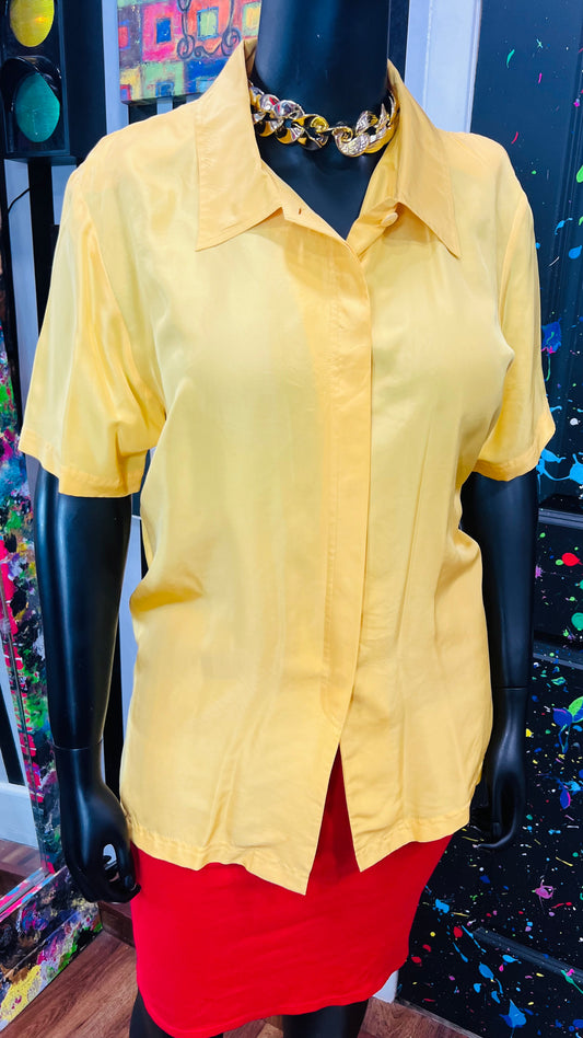 Vintage Yellow Silk Blouse (18/20)