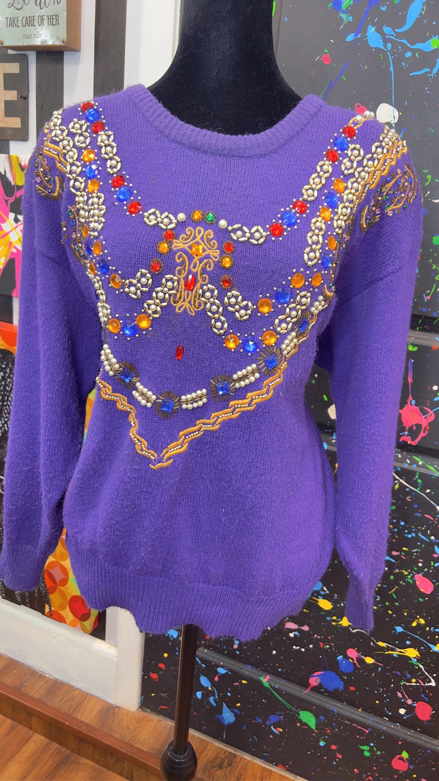 Vintage Jeweled Purple Sweater (14)