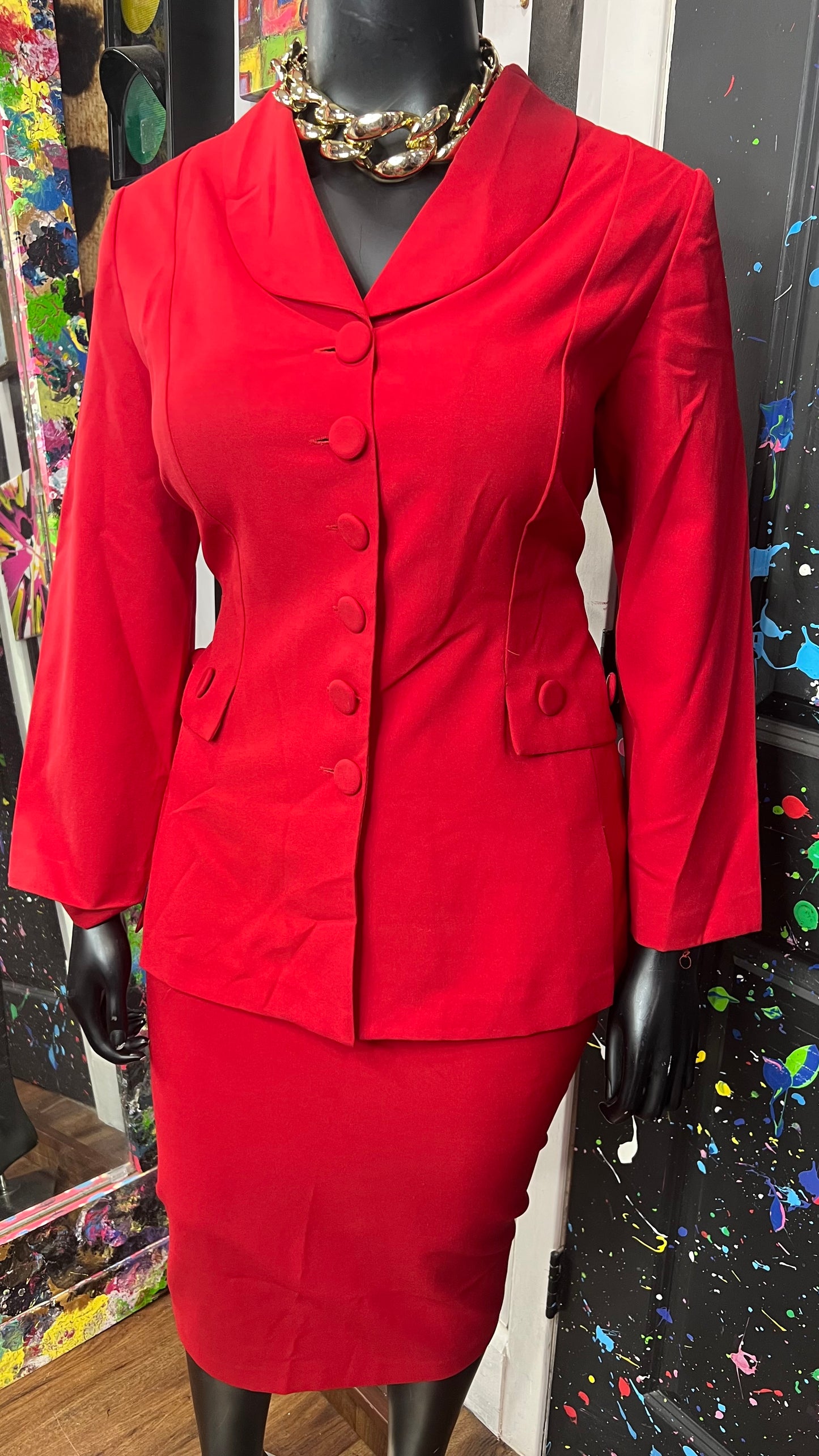 Vintage Red Skirt Suit (18/20)