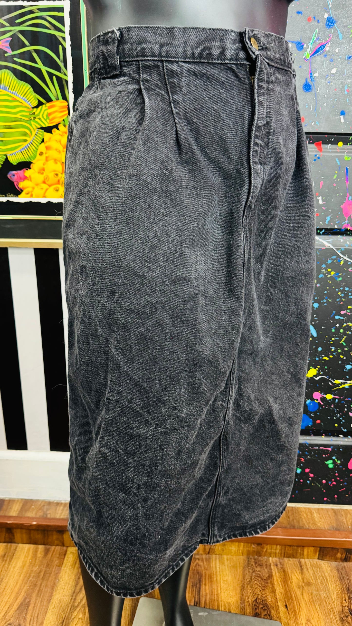 Vintage Black Denim Skirt (26)