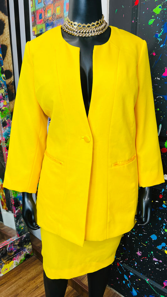 Vintage Yellow Skirt Suit (20W)