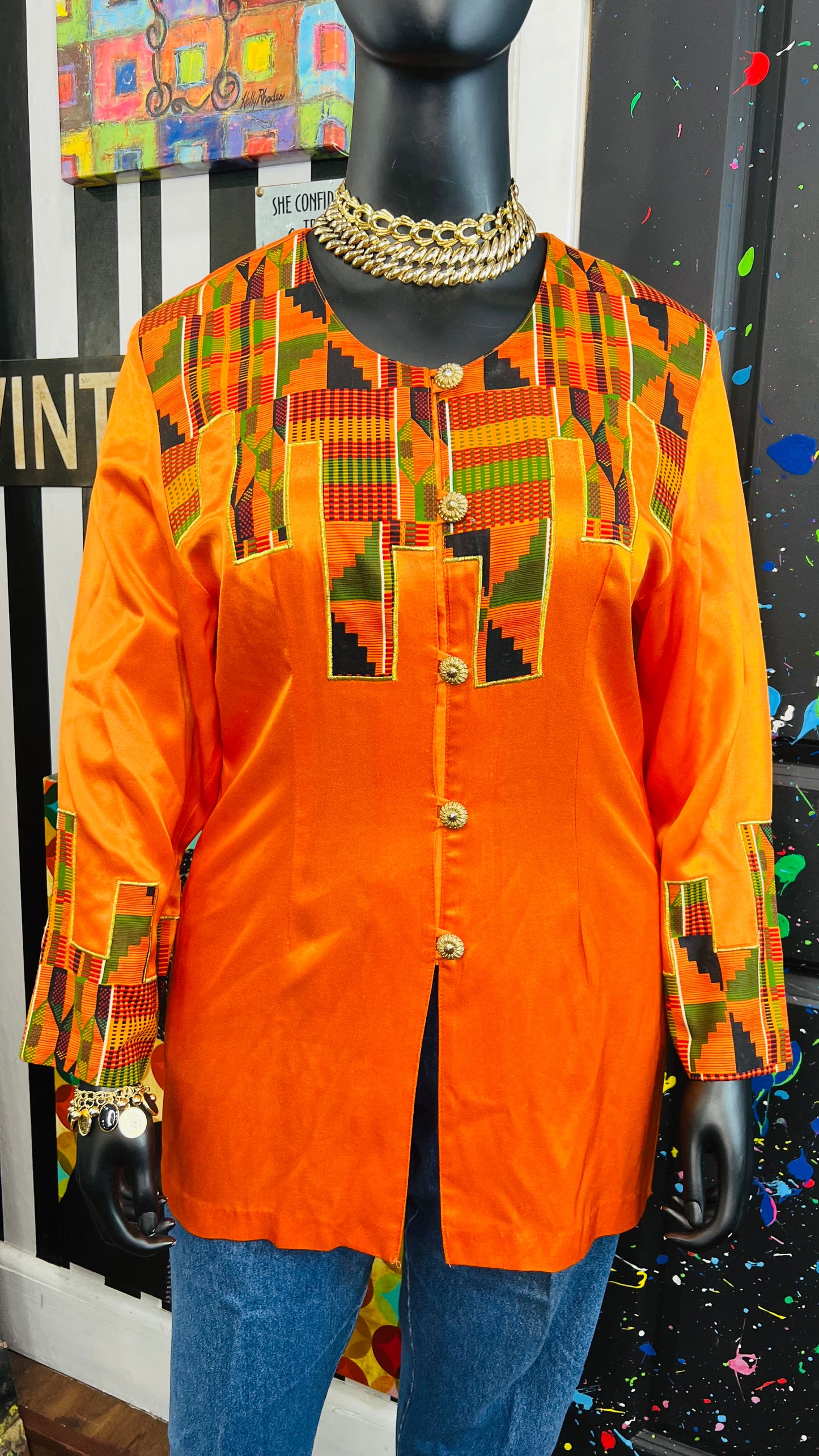 Vintage Genuine Traditional African Print Blouse (14)