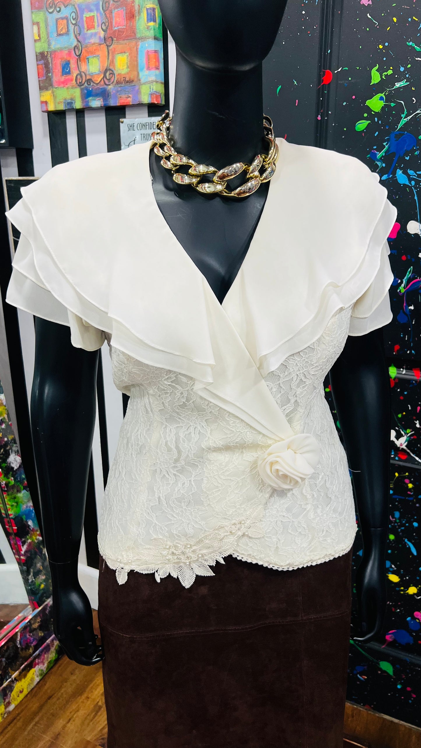 Vintage Crème Lace Blouse (14)