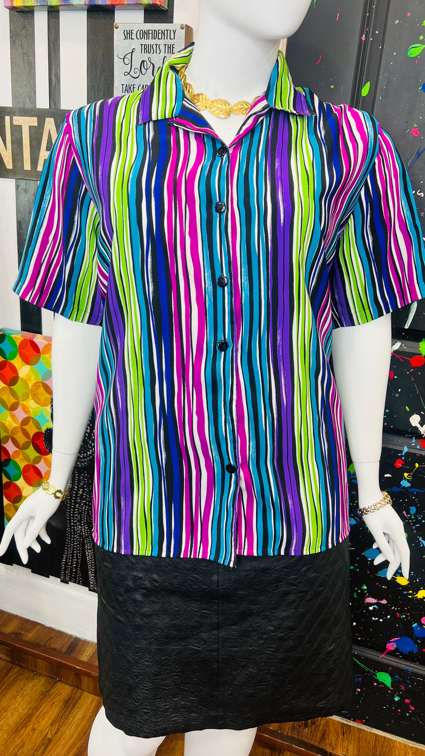 Vintage Lined Polyester Blouse (24W)