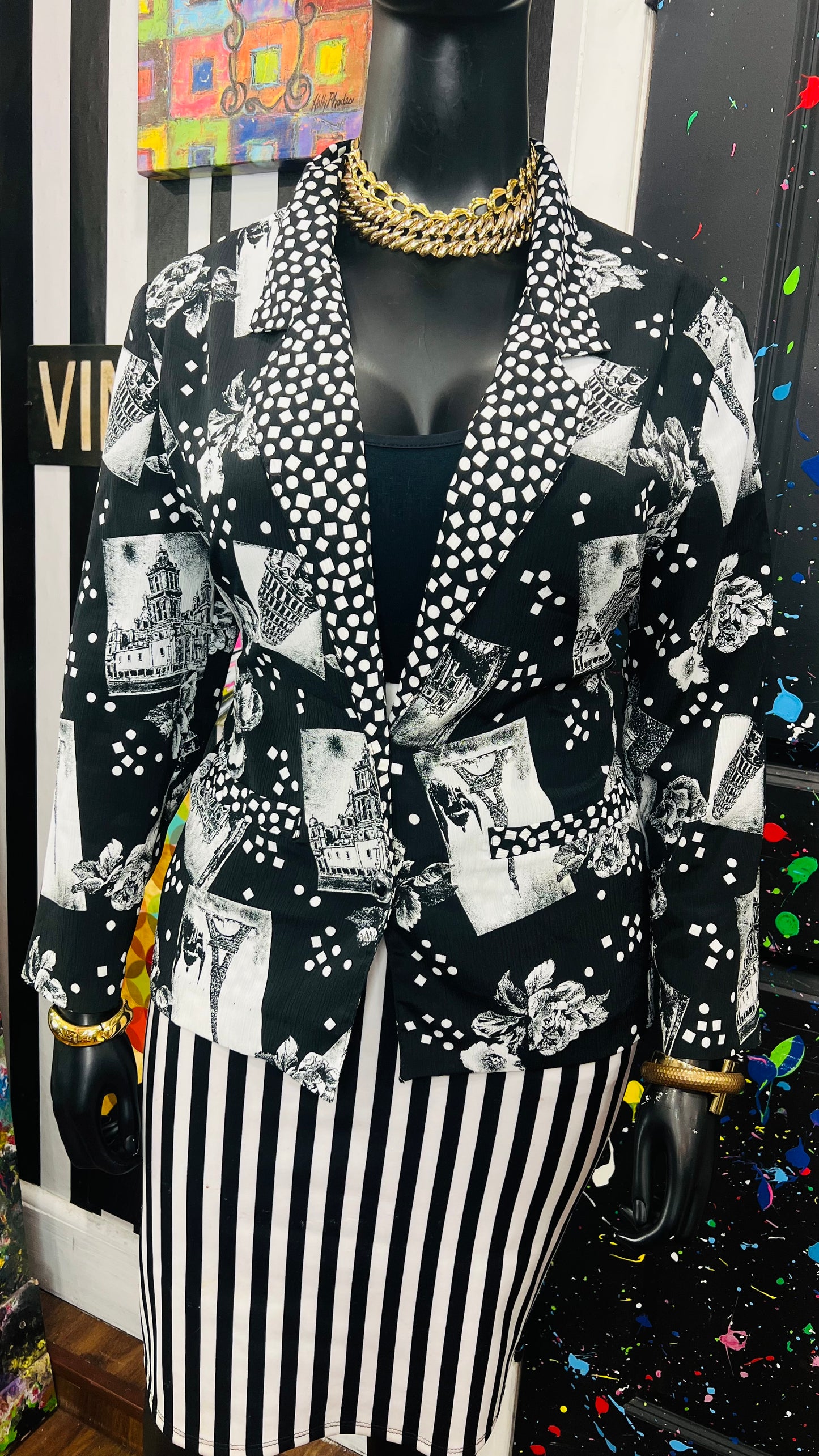 Vintage MixPrint Dot Blazer (18)