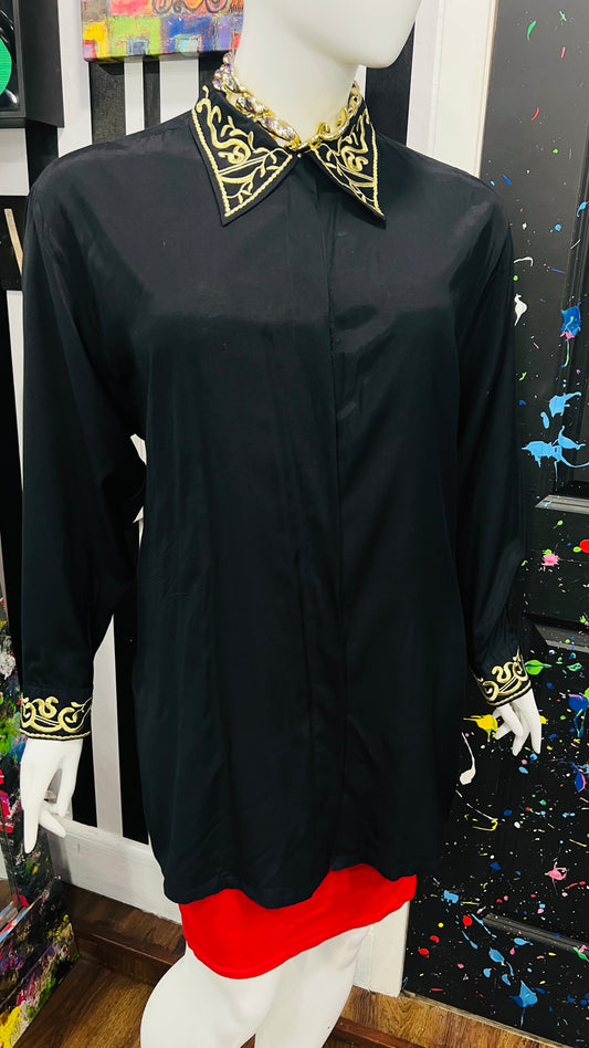 Vintage Black & Gold Blouse (26/28)