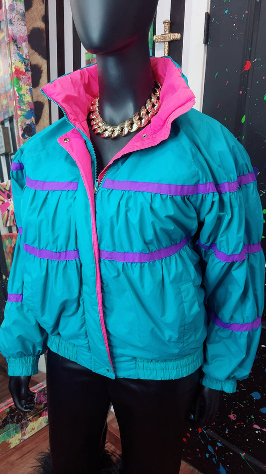 Vintage Blue, Purple & Pink Puffer Coat (18/20)