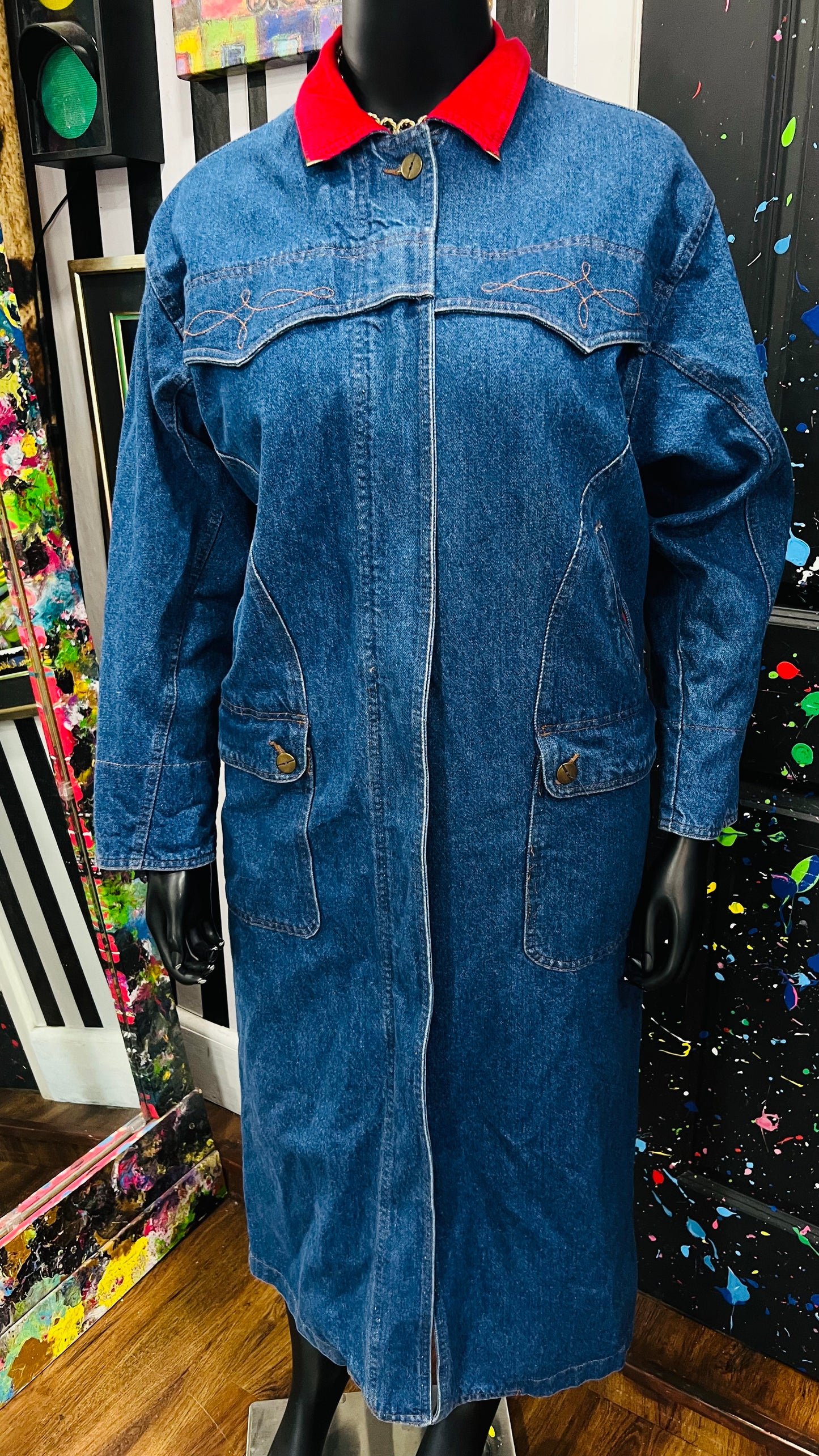 Vintage Denim Trench Coat (14/16)