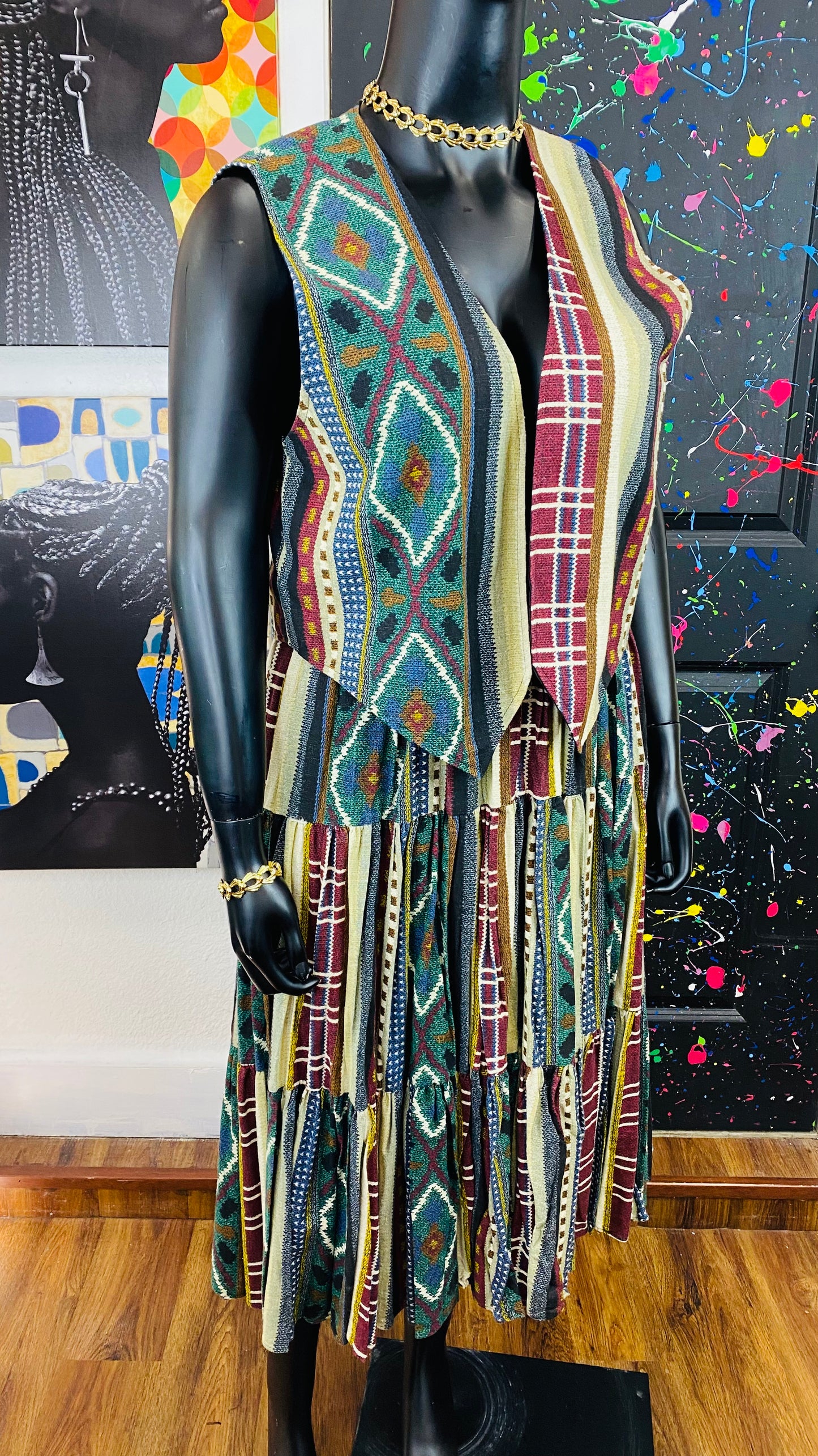 Vintage 2 piece Skirt & Vest Set