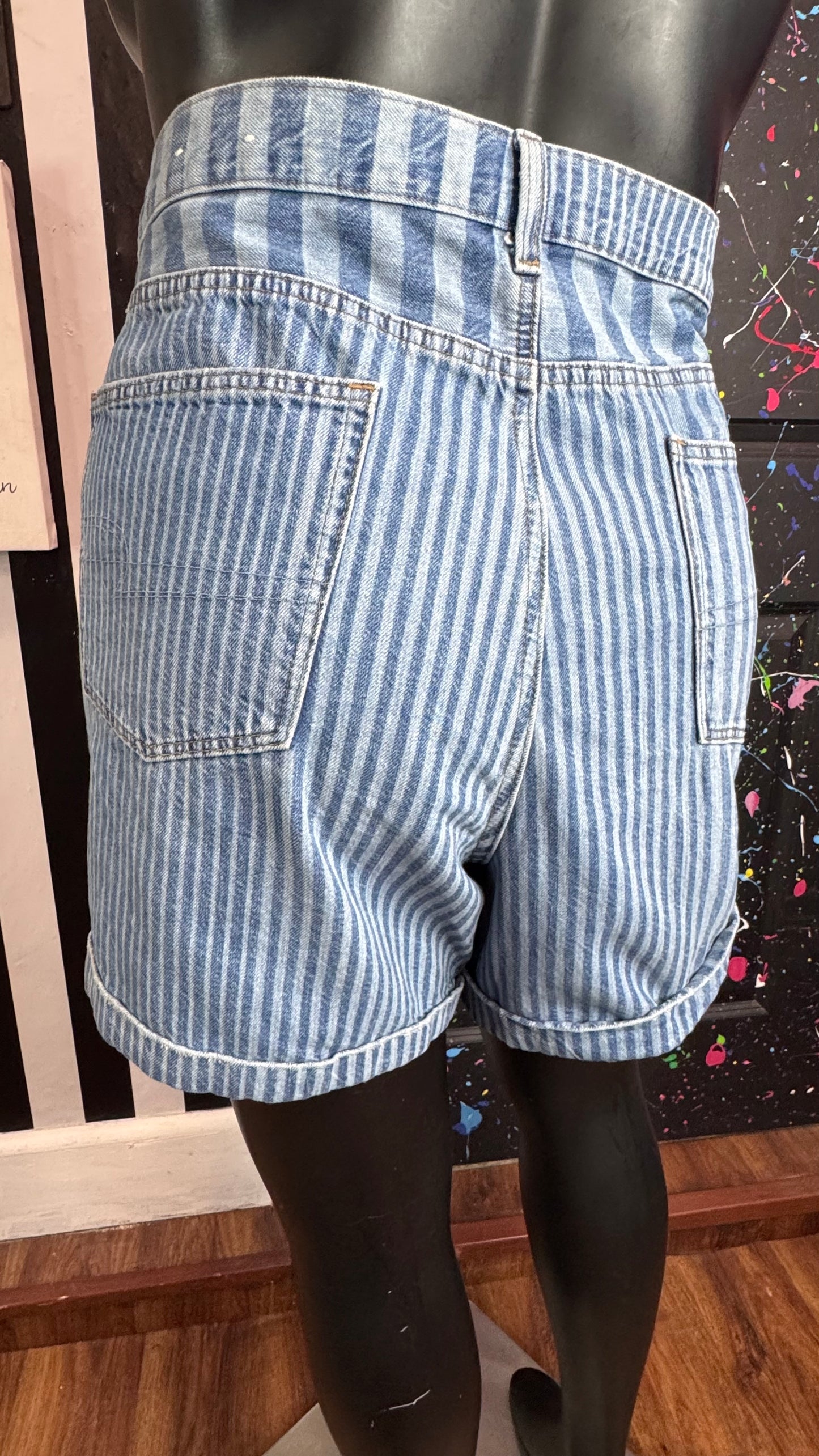 American Eagle Striped Jean Shorts (24) *KC