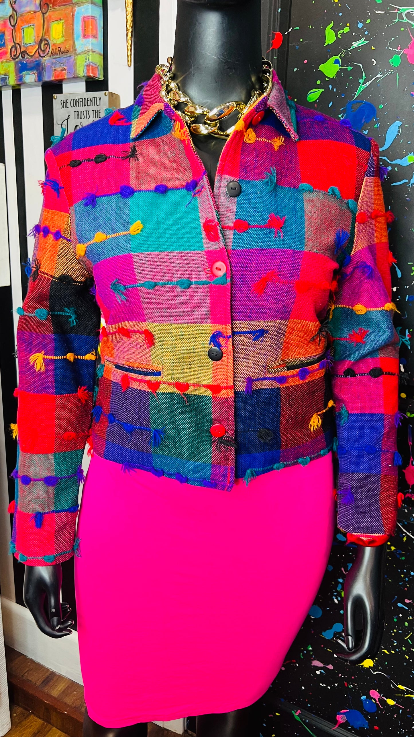Vintage Colorful Cropped Blazer (12/14)