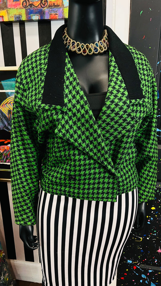 Vintage Houndstooths Cropped Jacket Green & Black (20) *KC