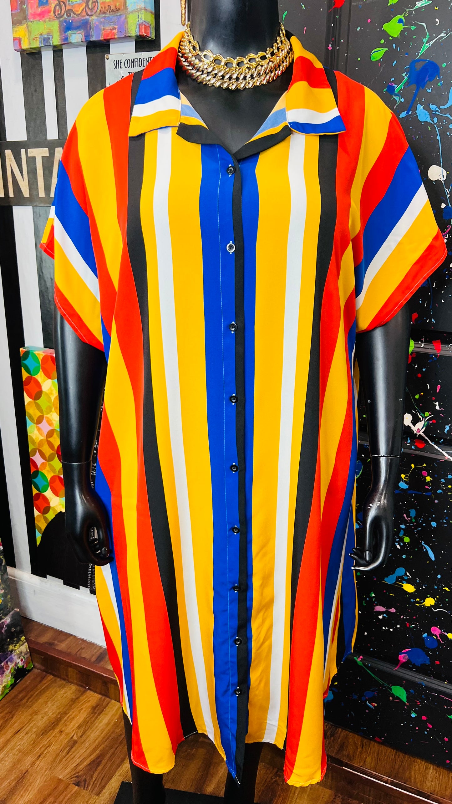 Primary Color Striped Dress (20/22)