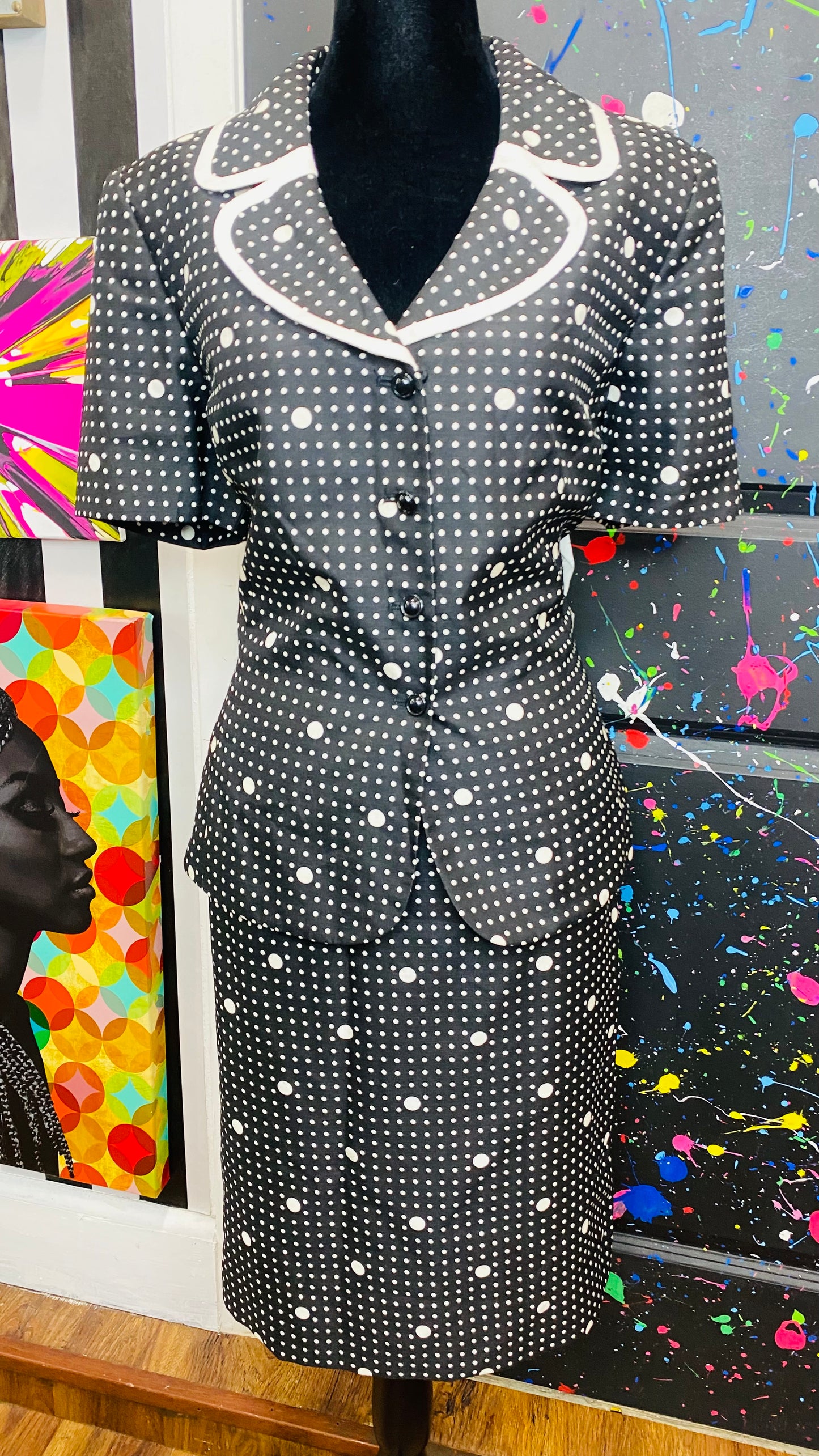 Vintage Polka Dot Skirt Suit- Deadstock (12)