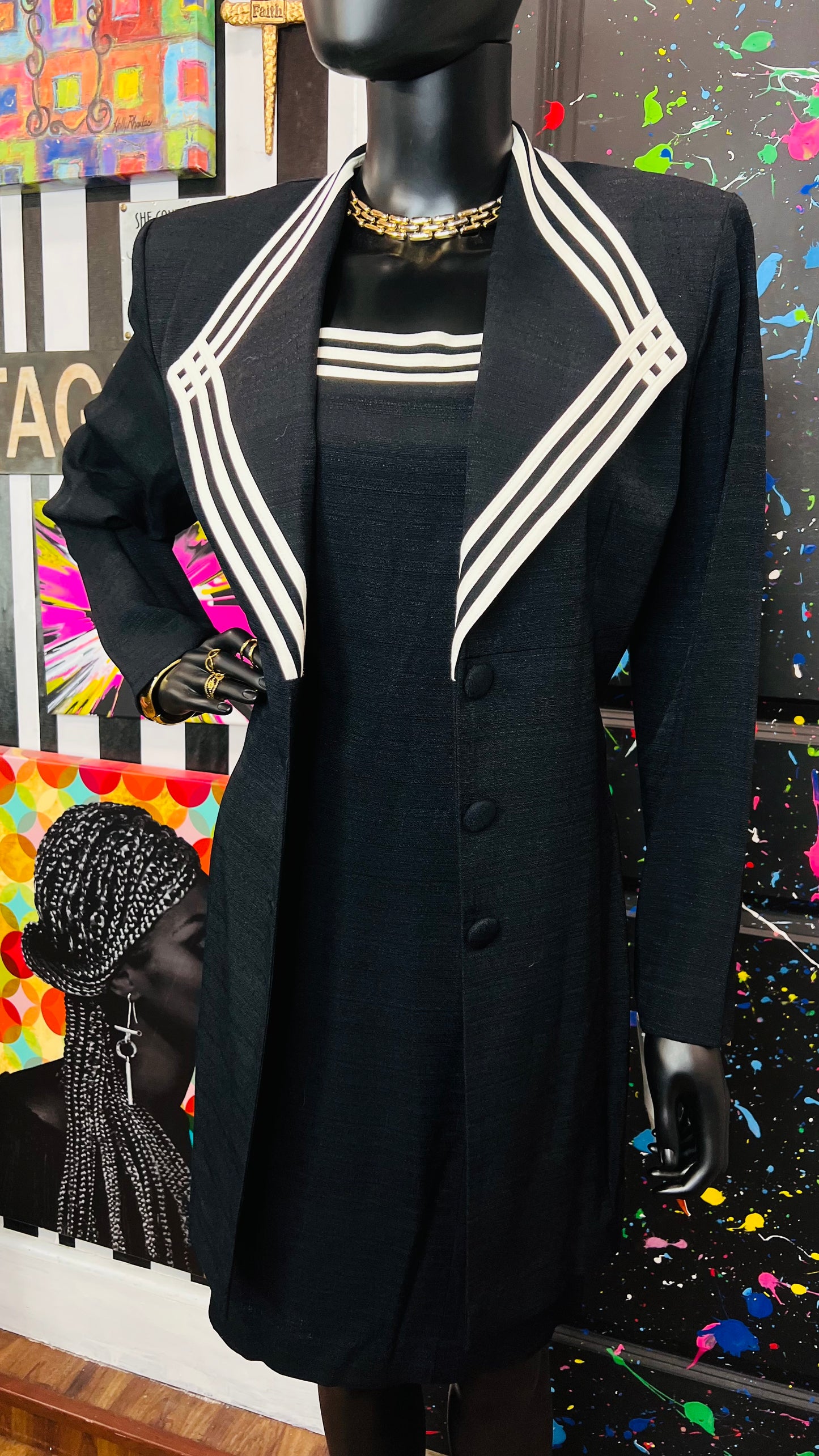 Vintage Black & White Dress & Blazer Set- DeadStock w/Tags (12)