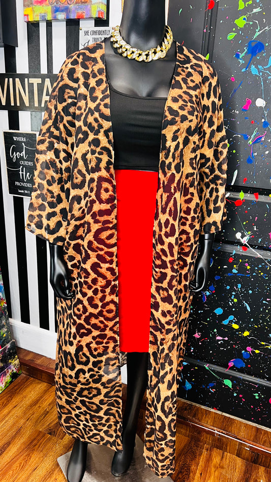 Semi Sheer Animal Print Duster (OS)