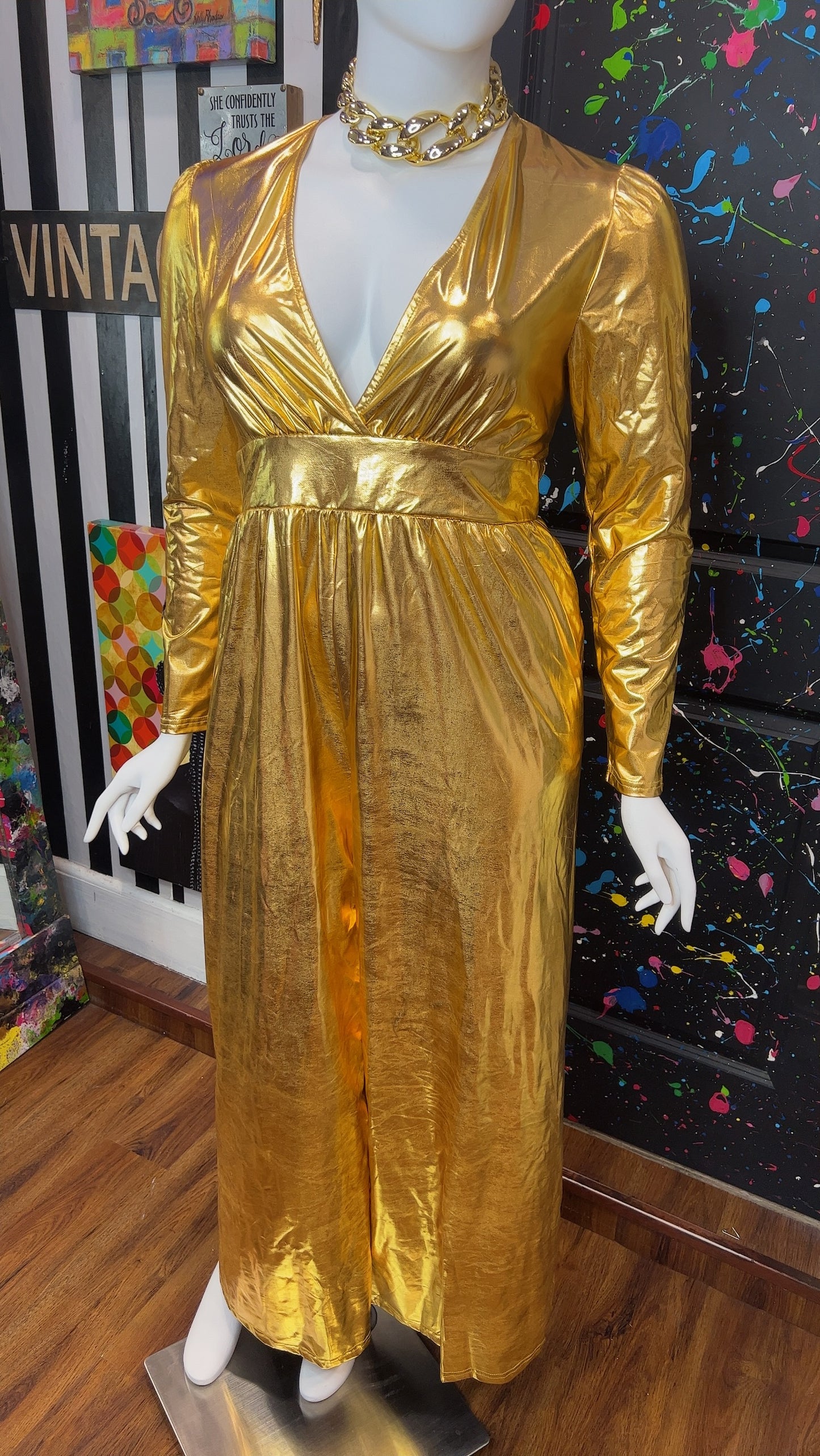 Metallic Gold Jumpsuit New W/Tags (14)