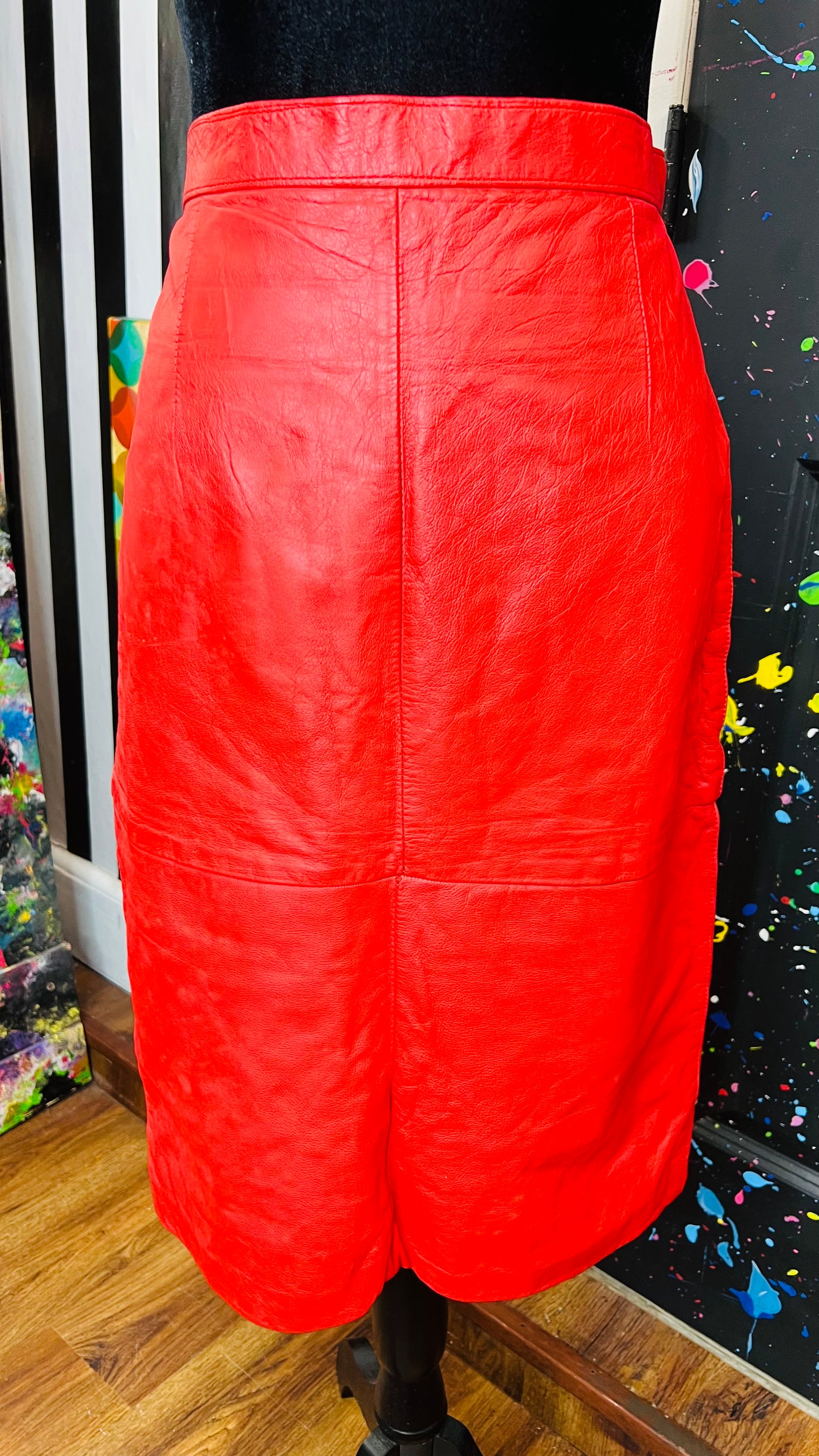 Vintage Red Leather Skirt (16)